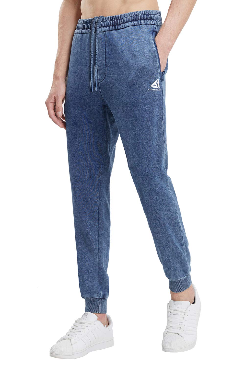 Extreme Pop Men's Jogger Pants - Stretch Denim Terry Sweatpants with Cuffed Hem for Casual Wear (XS-XXL) | UK Brand | Perfect for Gym, Lounge & Streetwear Fashion