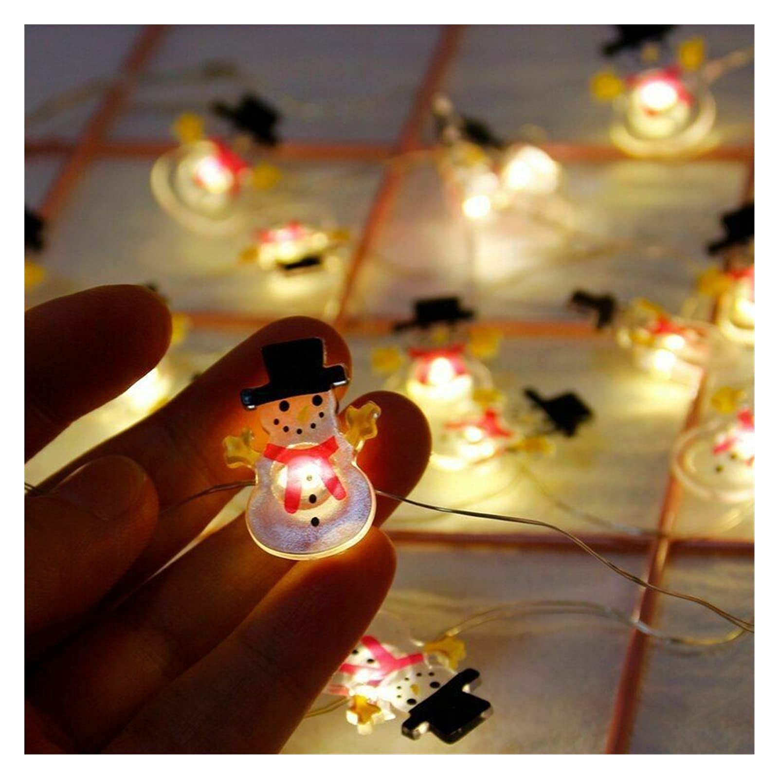 Santa Claus LED Fairy Lights String - 2 Meters 20 Lights Battery Powered Christmas Decorations for Kids Room, Xmas Tree, Party & Winter Home Decoration | Cute Snowman Design Holiday Gift Lamp