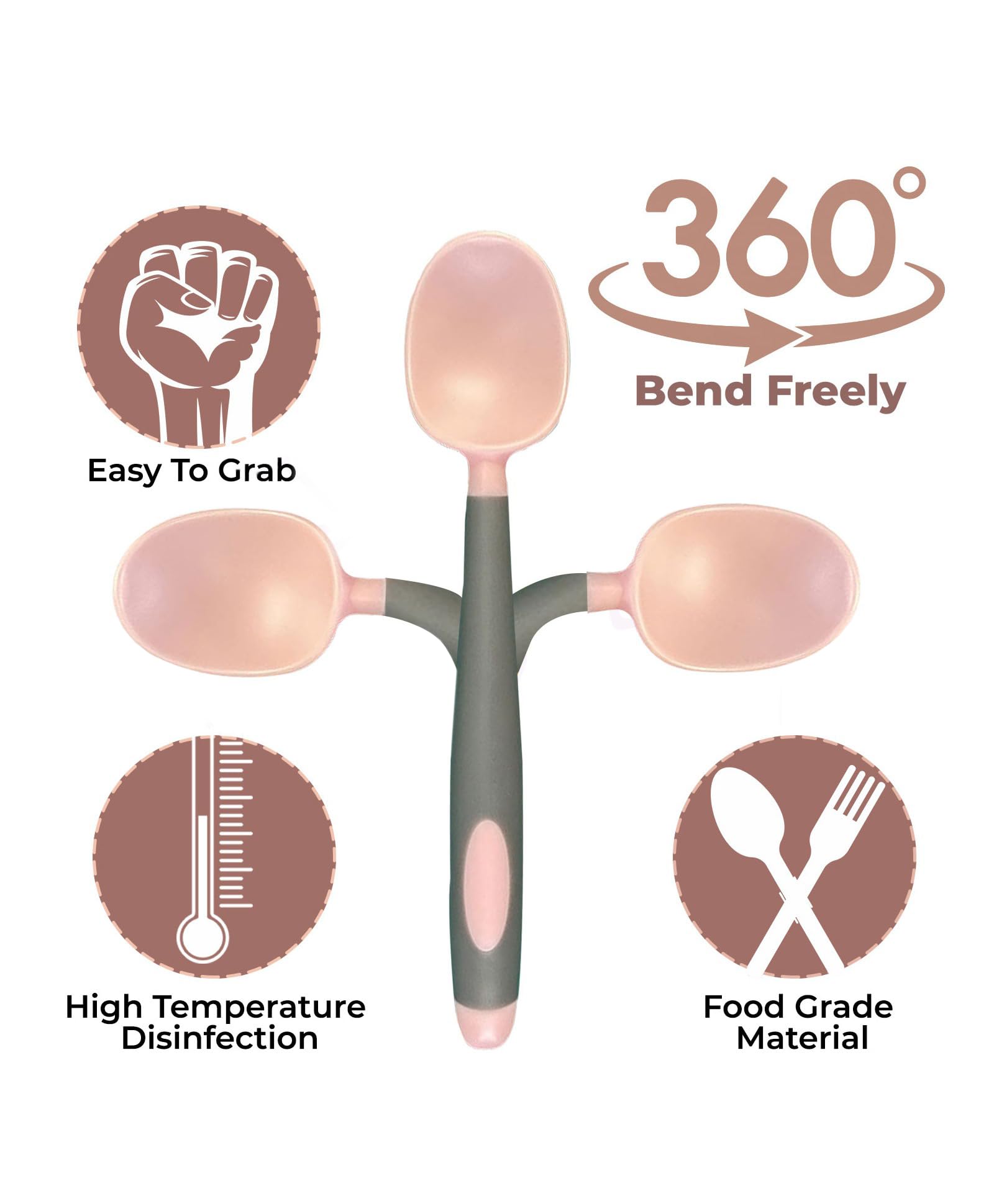 Kritiu BPA-Free Silicone Teether & Baby Spoon Set - Safe Infant Feeding Essentials for 6+ Months Babies - Soft Chewable Teething Toys & Utensils (Yellow & Peach) | Perfect for Soothing Sore Gums & Introducing First Solid Foods