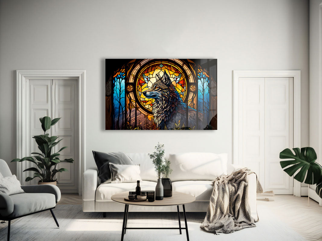 Wolf Stained Glass Window Film - Decorative Privacy Cling for Home & Office - Perfect for Bedroom, Bathroom, and Living Room Windows