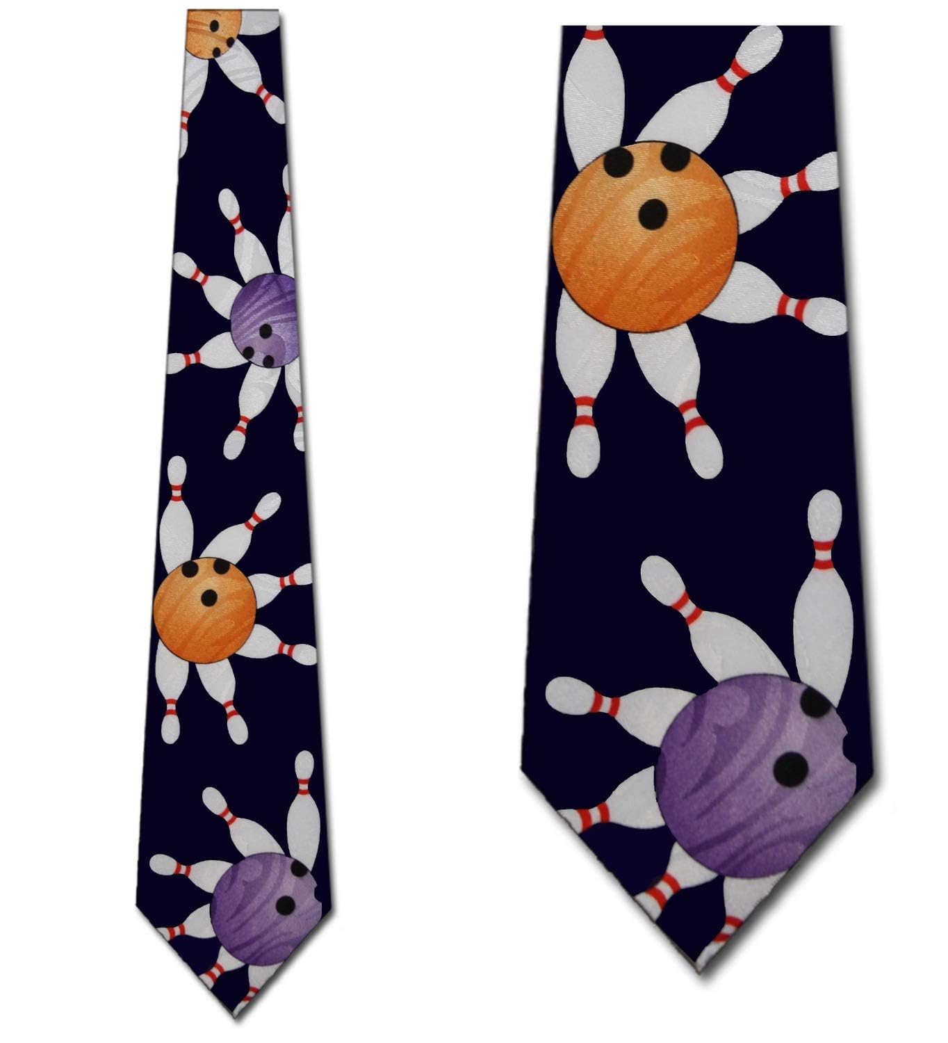 Bowling Ball and Pins Men's Necktie - Stylish Bowling Themed Necktie for Men - Perfect for Bowling Enthusiasts, Casual Wear, and Themed Parties