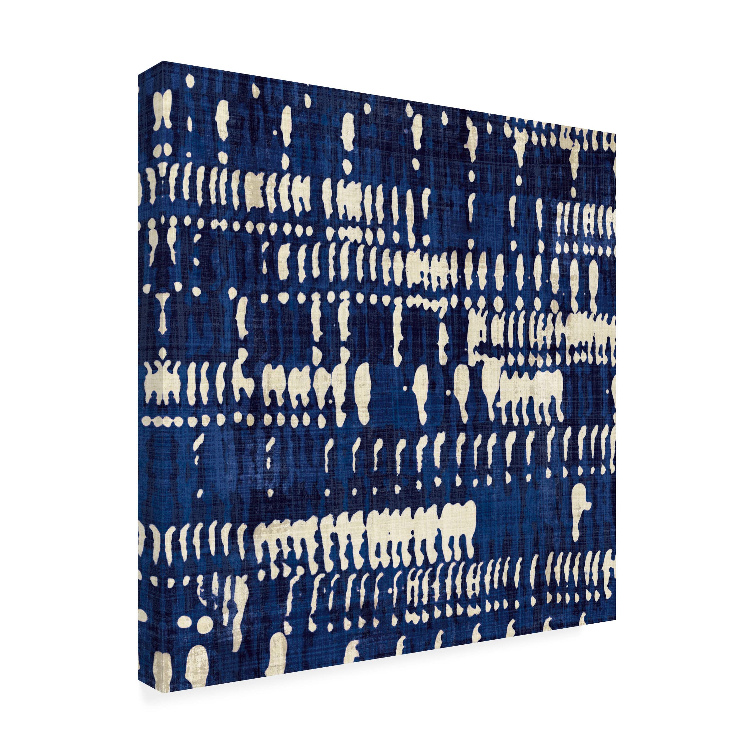 Trademark Fine Art 'Indigo Batik IV' Canvas Wall Art Print by Wild Apple Portfolio - Modern Home Decor for Living Room, Bedroom & Office