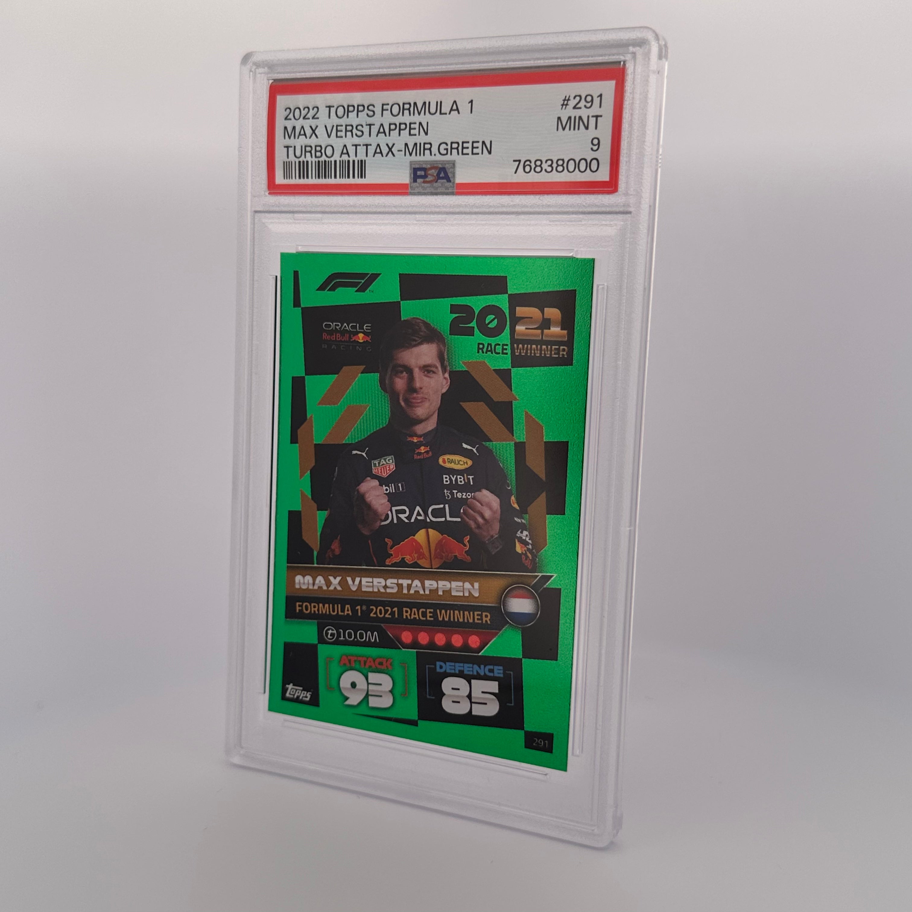 PSA 9 Graded MAX VERSTAPPEN #291 208/500 MIRROR GREEN Trading Card - Perfect for Collectors, Sports Memorabilia Enthusiasts & Formula 1 Fans