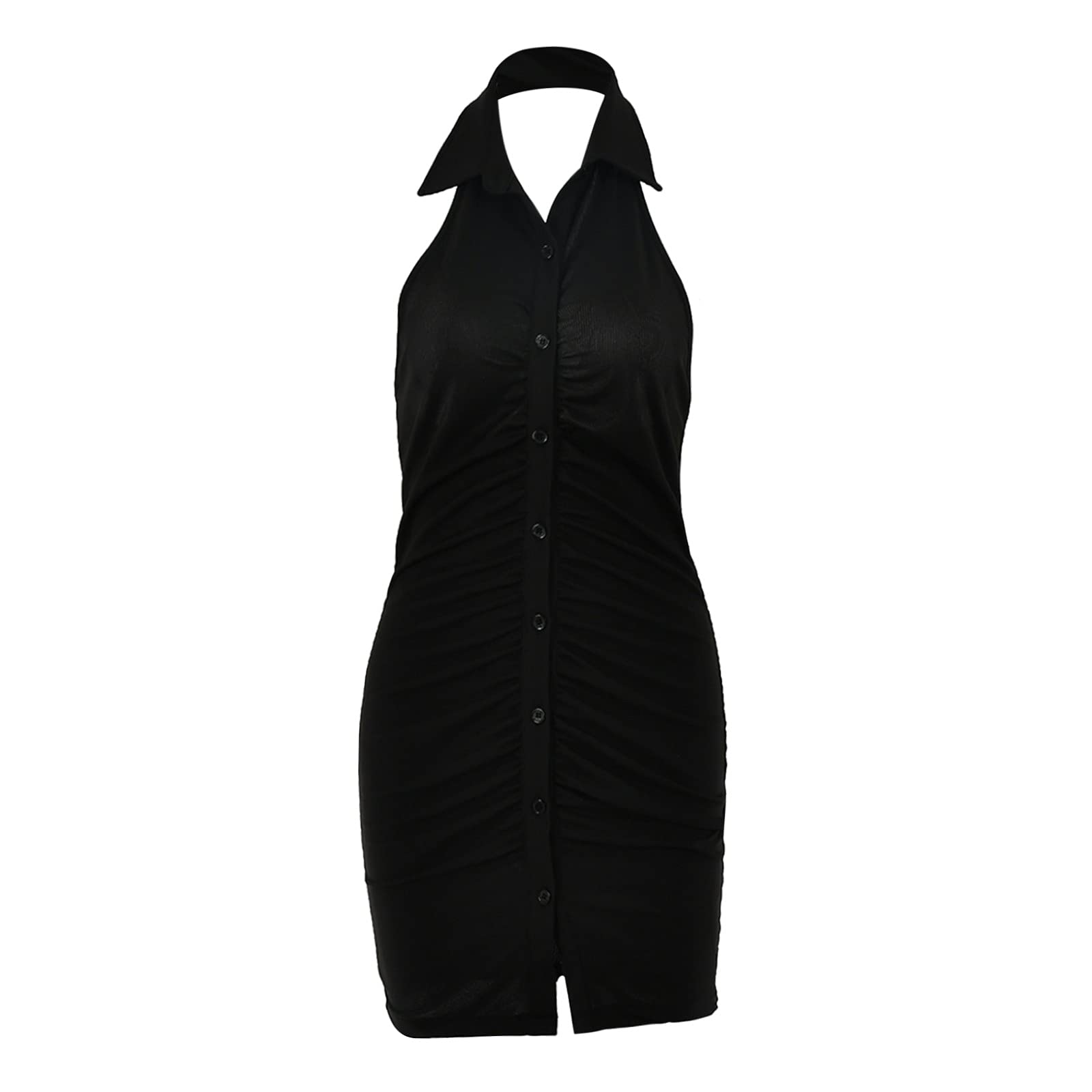 Women's Sexy Single-Breasted Backless Sleeveless Cardigan Dress with Skirt - Plus Size Solid Color Hip Bag - Perfect for Date Night, Party & Summer Outfits