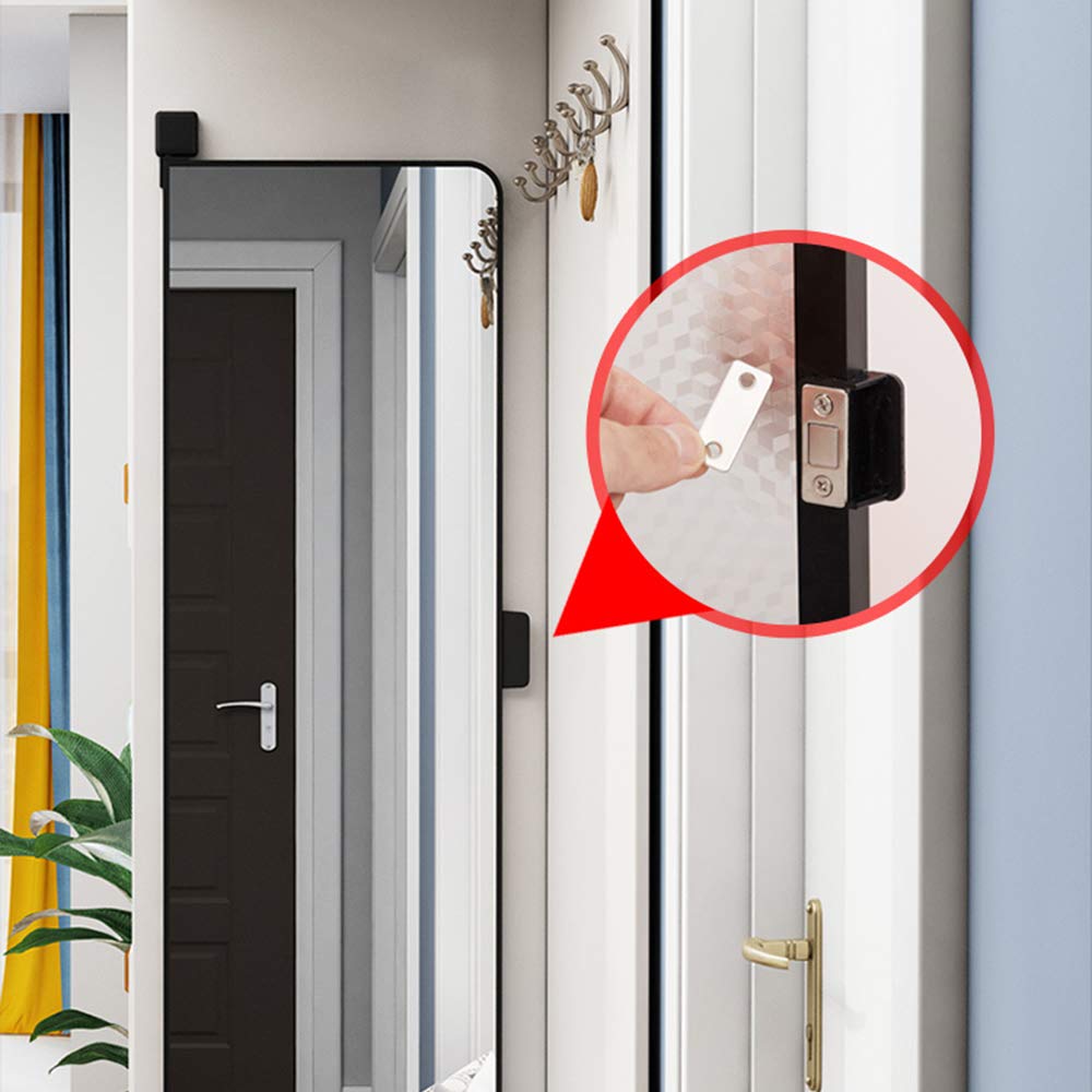 Full-Length Wardrobe Mirror with Sliding & Rotating Design - Space-Saving Hidden Dressing Mirror 90x35/100x35 Inches - Black Frame Folding Mirror for Bedroom, Closet & Home Decor