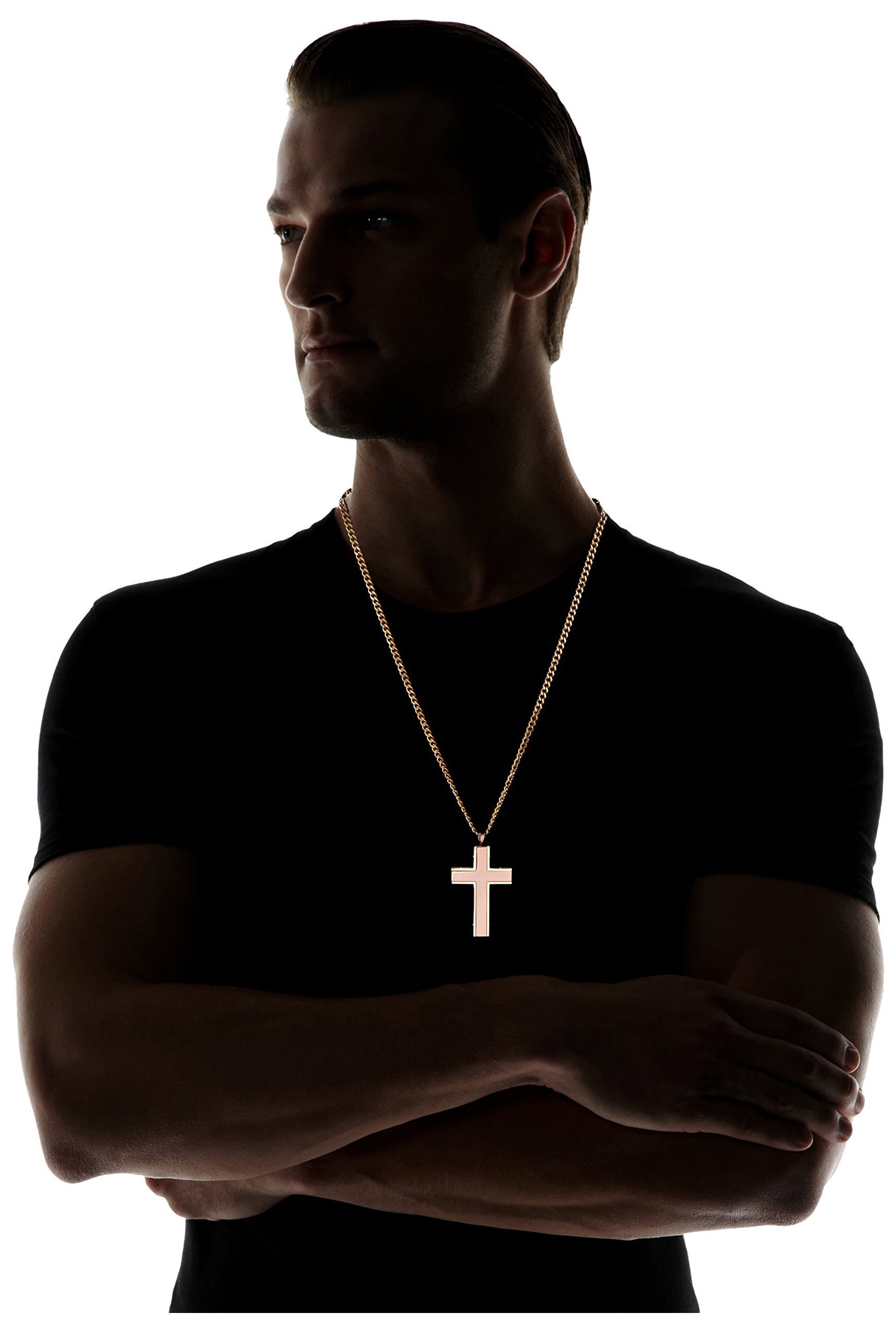18K Gold Plated Stainless Steel Cross Pendant Necklace with 24