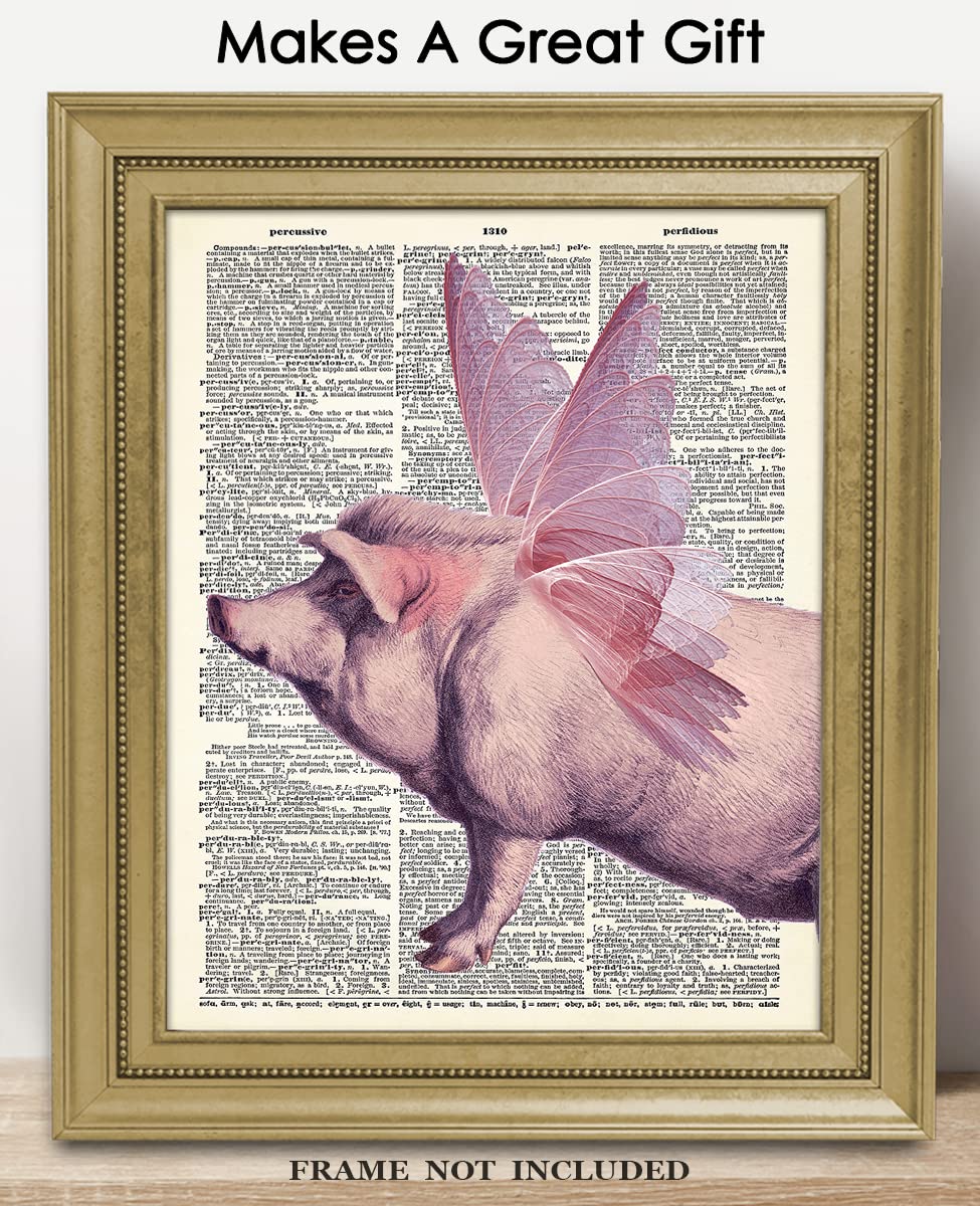 Whimsical Winged Pig Abstract Wall Art - Minimalist Aesthetic Boho Decor for Home, Office, Bedroom & Living Room - Unframed 8x10 Inch Poster | Perfect for Nursery, Dorm, Studio & Gift Giving