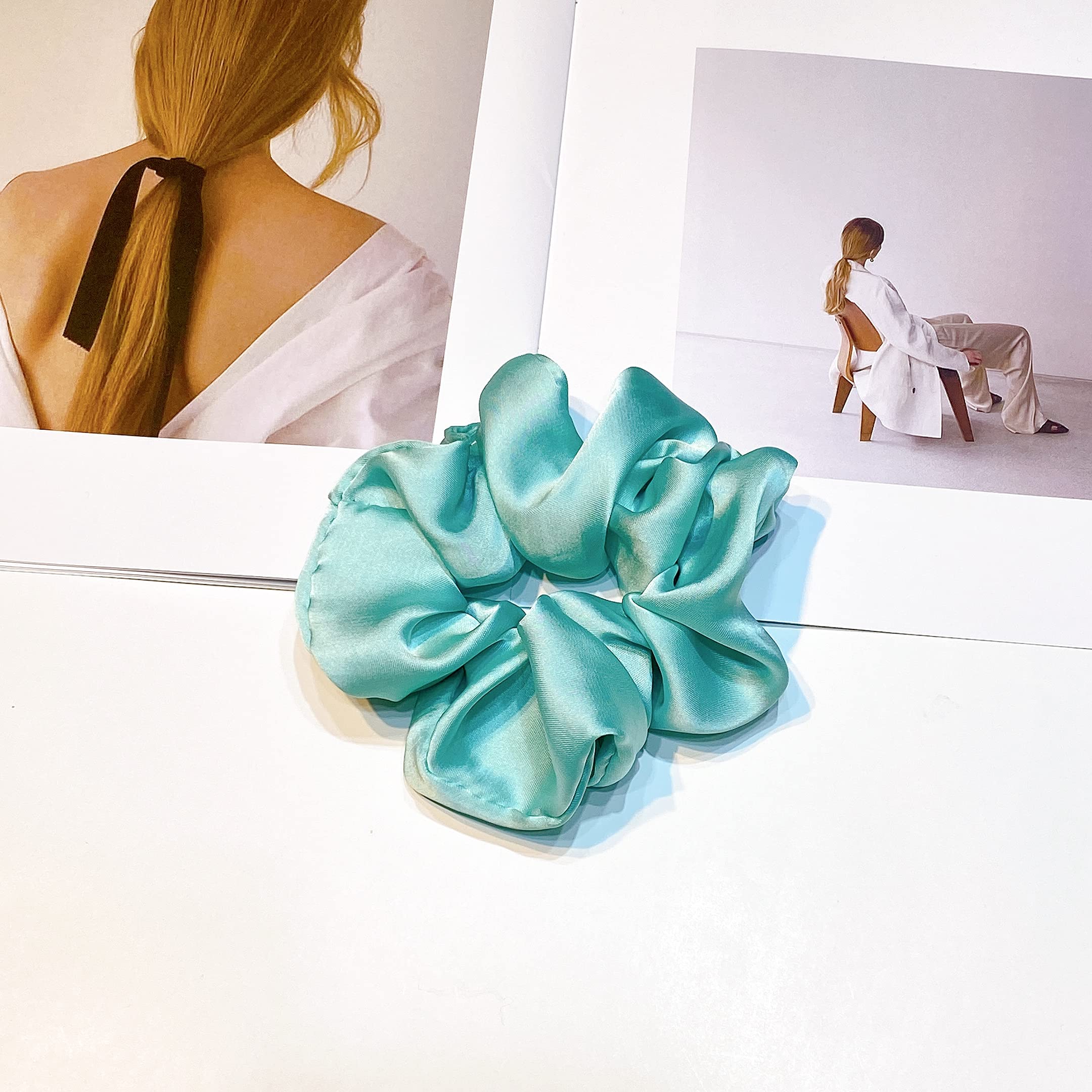 6-Piece Satin Silk Scrunchies for Women - Soft No-Slip Hair Ties, Ponytail Holders for Thick Hair (Wedding, Bridal, Everyday Use) - Gentle on Hair, No Breakage - Perfect for Workouts, Office & Special Occasions