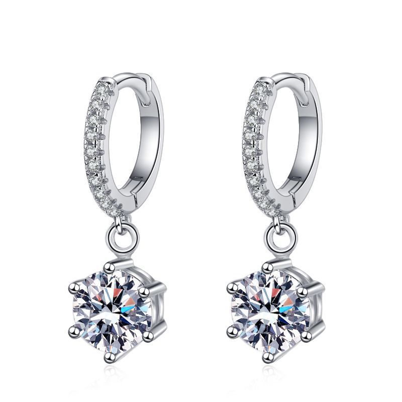 925 Silver Six Claw Moissanite Earrings – Durable Hypoallergenic Stud Earrings for Women – Perfect for Weddings, Parties & Everyday Elegance