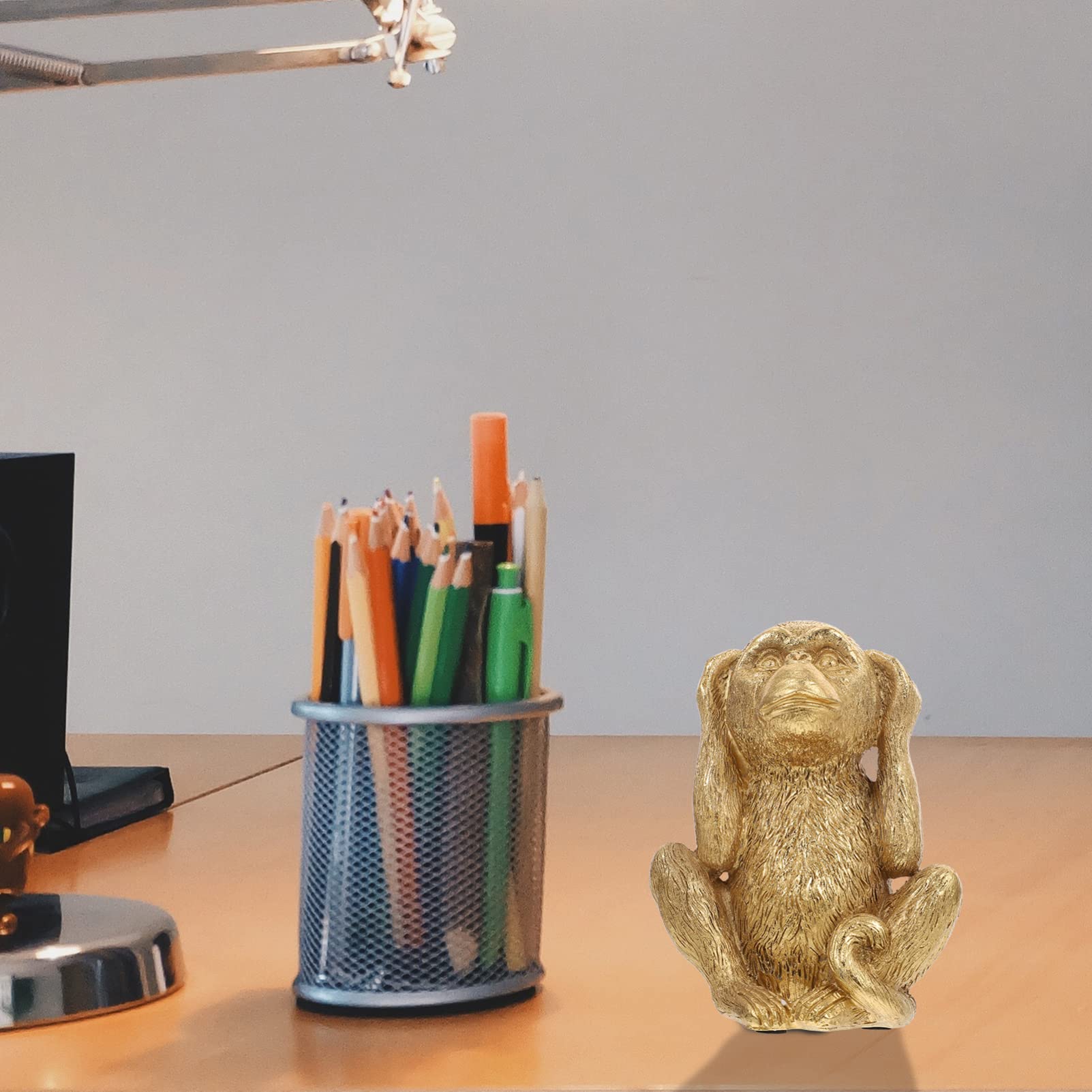 Yardwe 3 Wise Monkeys Statue - Resin See No Evil Hear No Evil Speak No Evil Figurine - Home Office Desk Decor Sculpture - Perfect for Zen Decor, Meditation Spaces & Gift Giving