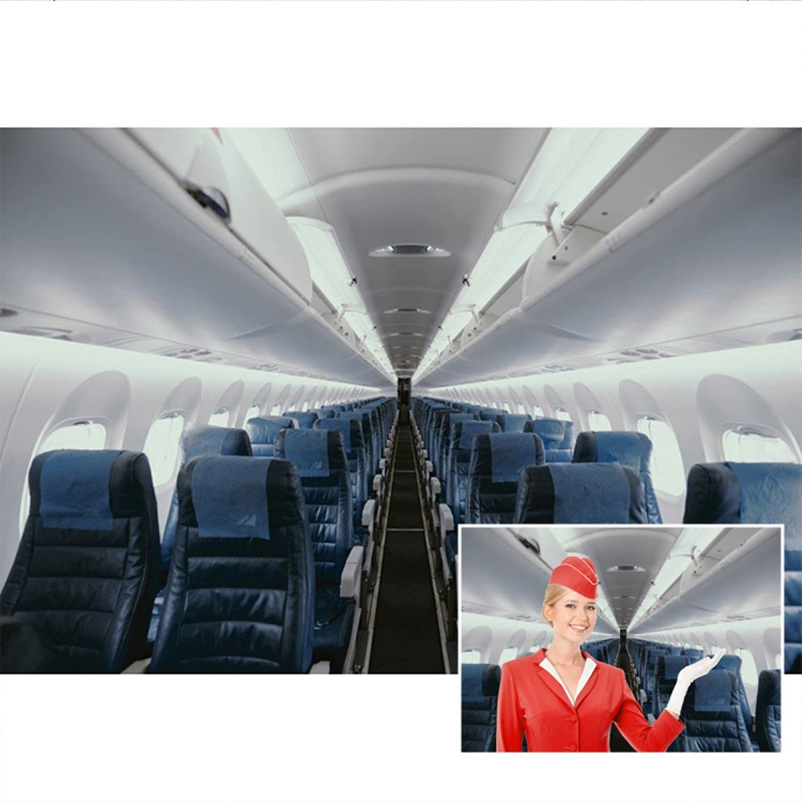 12x8ft Airplane Interior Backdrop - Premium Photography Background for Birthday Parties, Baby Showers, Travel-Themed Events & YouTube Videos | DASHAN World Travel Decor