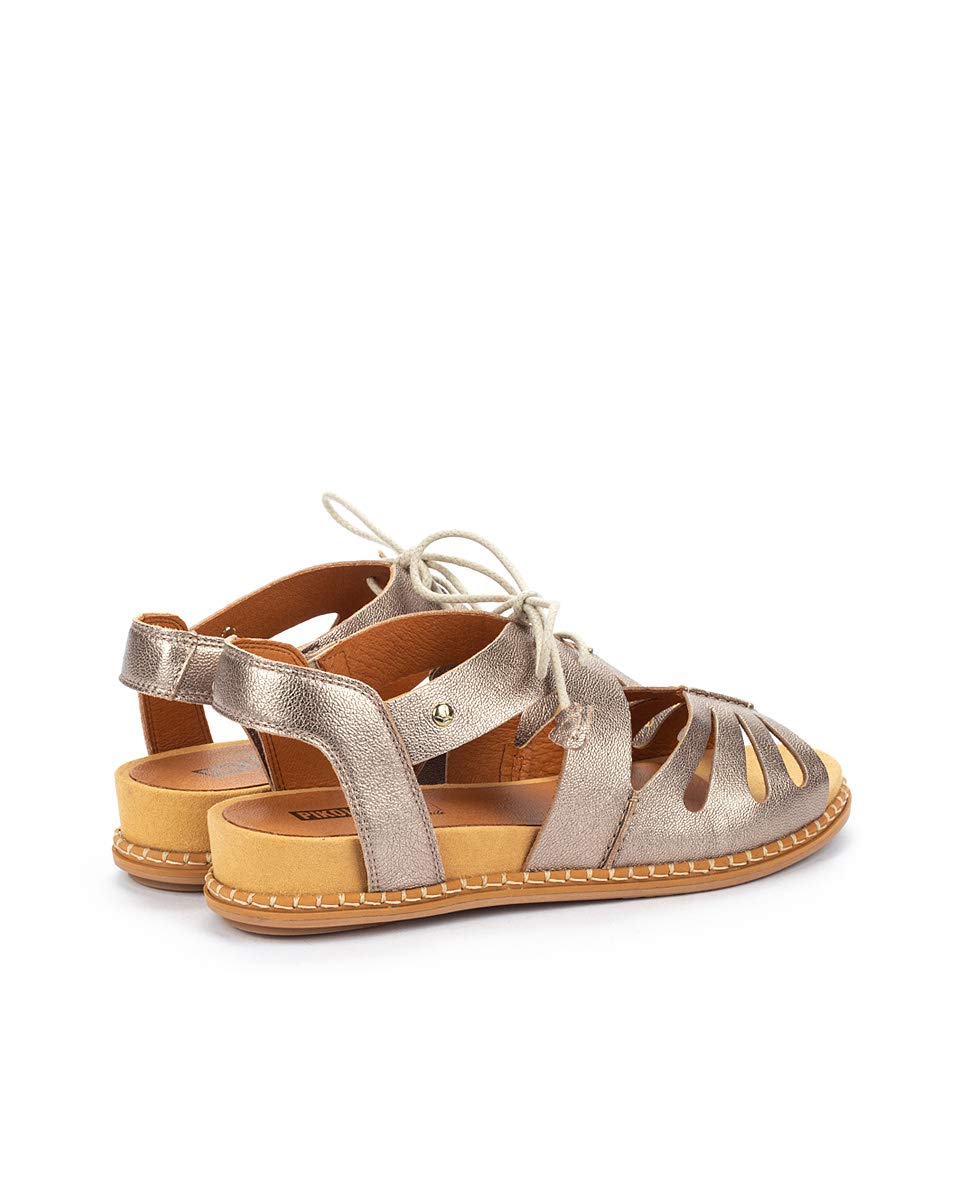 PIKOLINOS Women's Leather Flat Sandals - Marazul Stone Color | Comfortable & Stylish for Beach, Vacation & Casual Wear