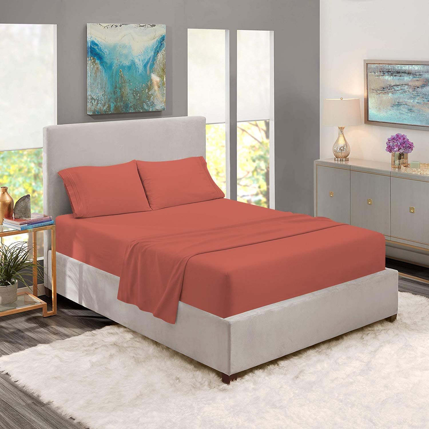 Premium 6-Piece Queen Size Bed Sheet Set - 400 Thread Count 100% Egyptian Cotton, 18