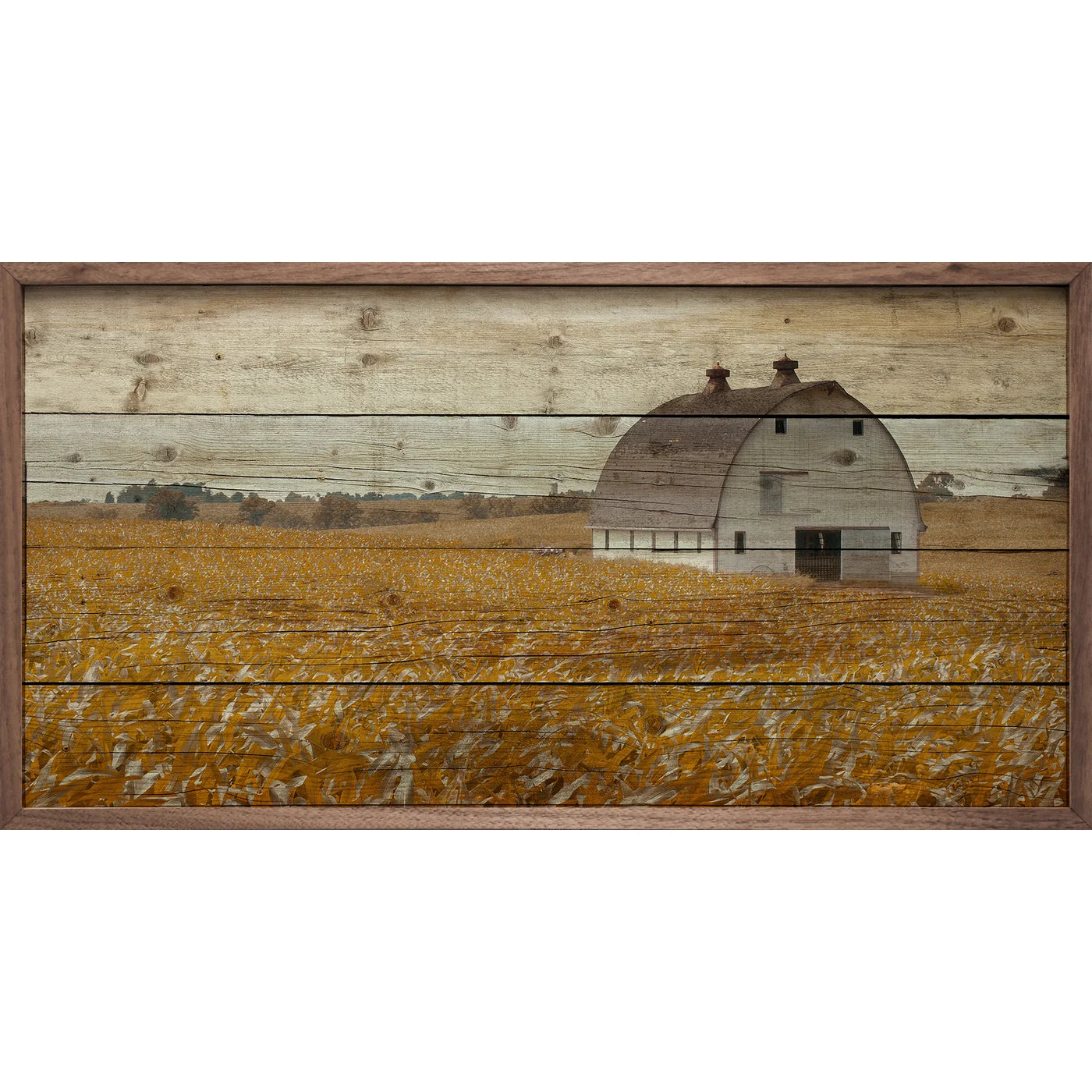 Vintage Barn Wood Framed Print - Rustic Cornfield Harvest Wall Art for Farmhouse Decor | Perfect for Living Room, Kitchen & Country Style Home