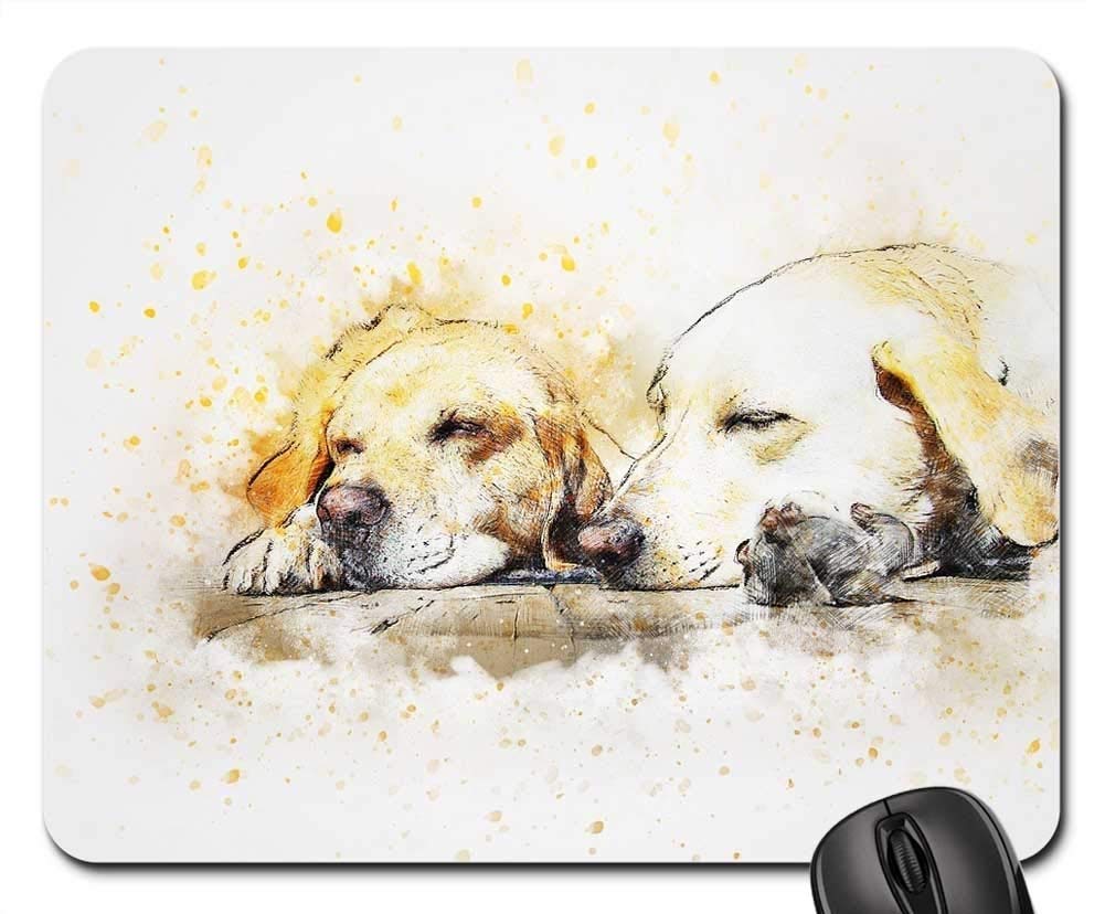 Premium Gaming Mouse Pad with Dog Portrait - Pet Art Abstract Vintage Watercolor Design - Non-Slip Rubber Base for PC, Laptop & Office Use - Perfect Gift for Gamers & Pet Lovers