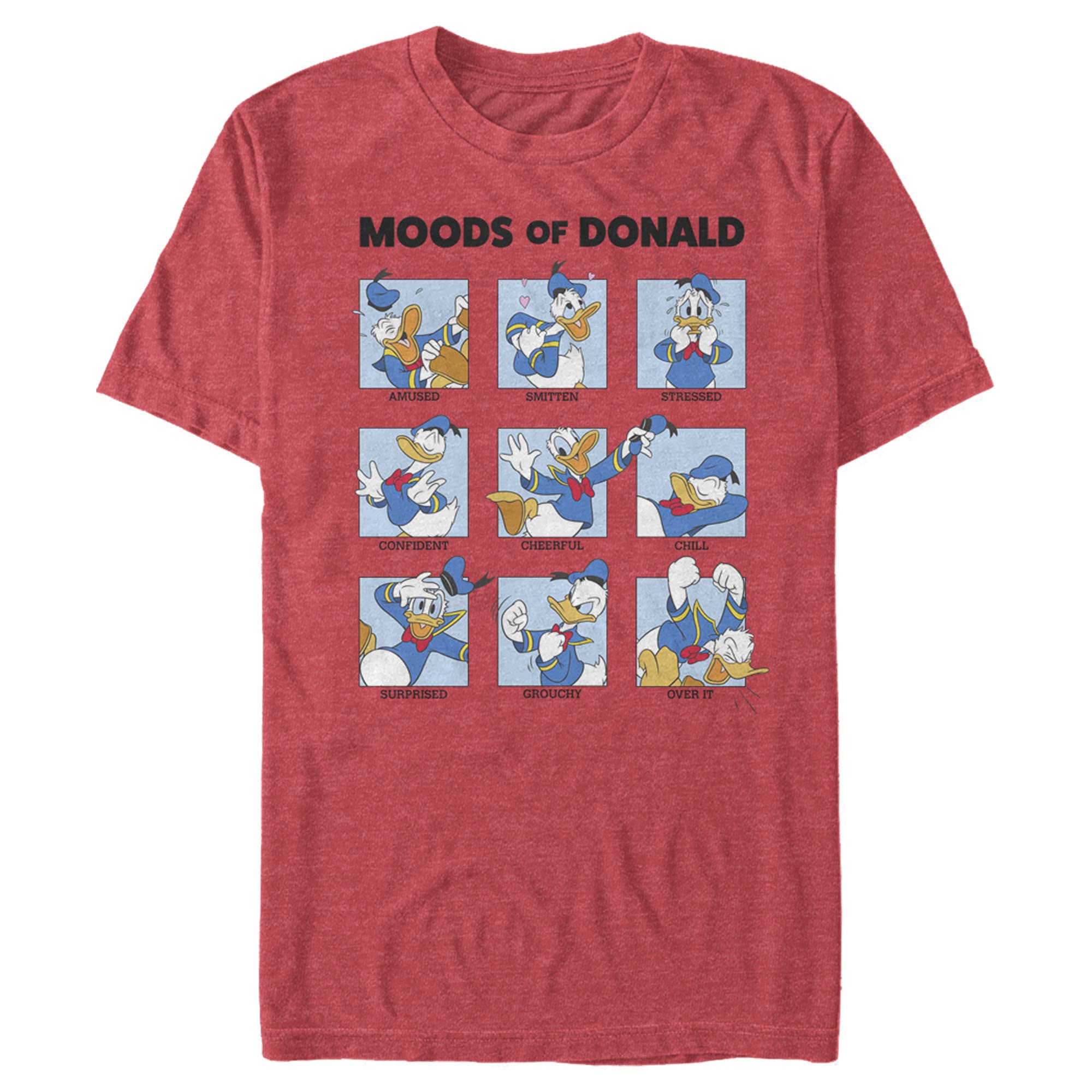 Men's Mickey & Friends Moods of Donald Duck Graphic T-Shirt - Casual Cotton Tee for Disney Fans, Theme Parks & Everyday Wear