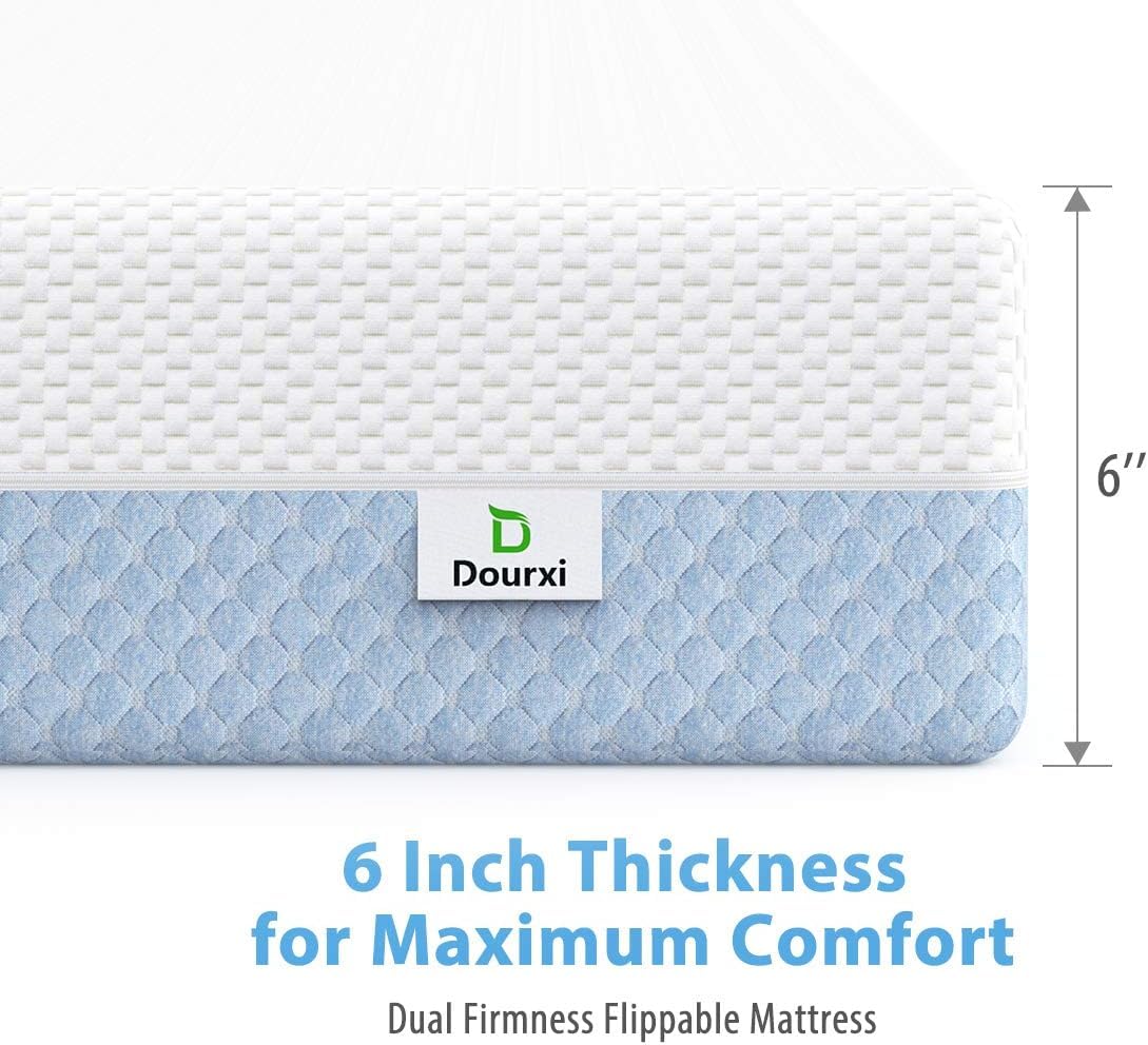 Dual-Sided Memory Foam Crib Mattress for Infants & Toddlers - Breathable 3-Layer Premium Baby Bed Mattress with Removable Washable Cover (White & Blue) | Safe & Comfortable Nursery Sleep Solution for Newborns to Toddlers