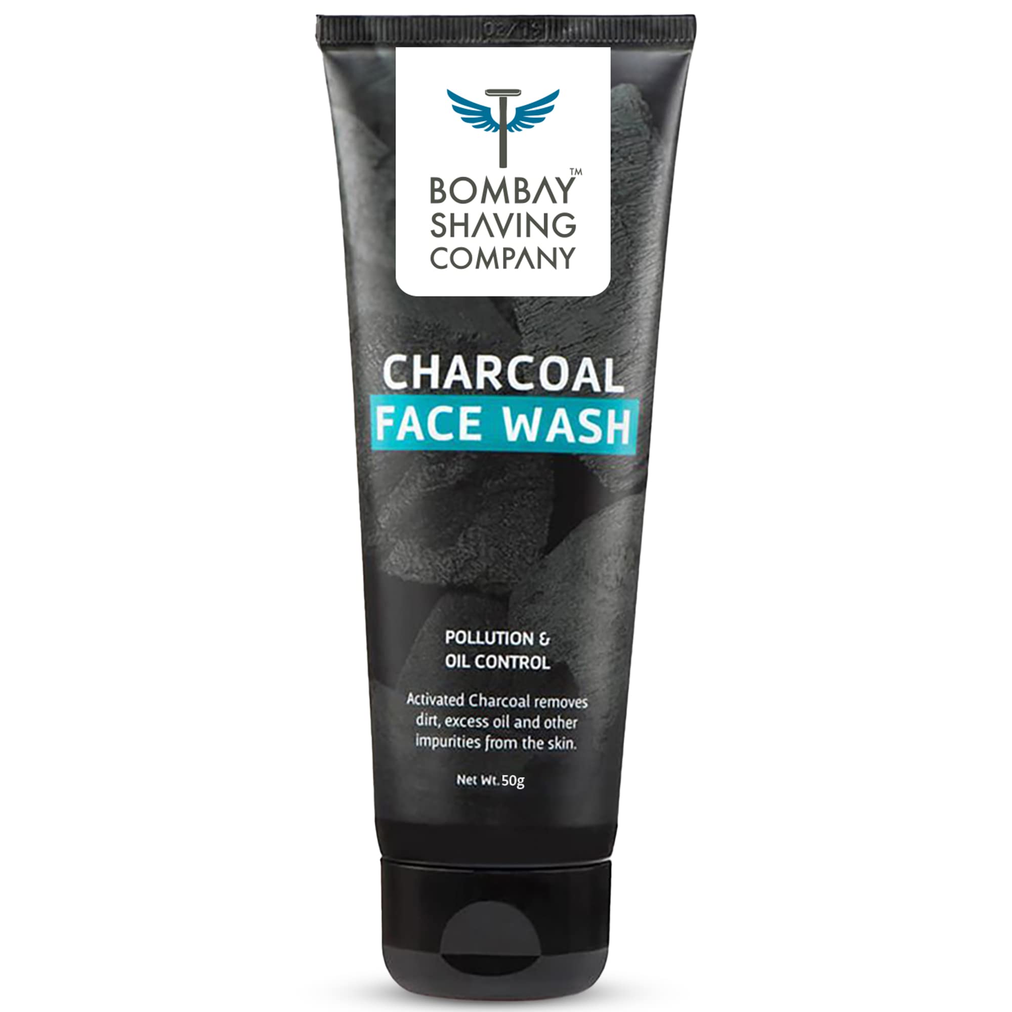 Bombay Shaving Company Charcoal Face Wash for Men - Oil Control, Fights Acne & Pollution, Deep Cleansing, 50g - Perfect for Daily Skincare & Travel