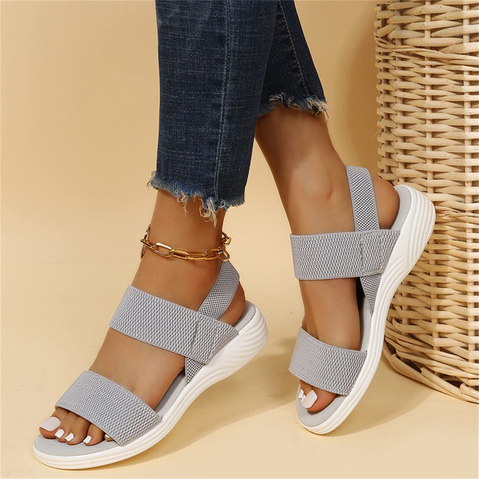 Women's Orthopedic Slingback Sandals - Washable Soft Sole Sport Slides with Adjustable Strap for Walking, Casual & Summer Wear - Open Toe Comfort Shoes for Women (Silver, US9/EU40) | Perfect for Beach, Travel & Everyday Comfort