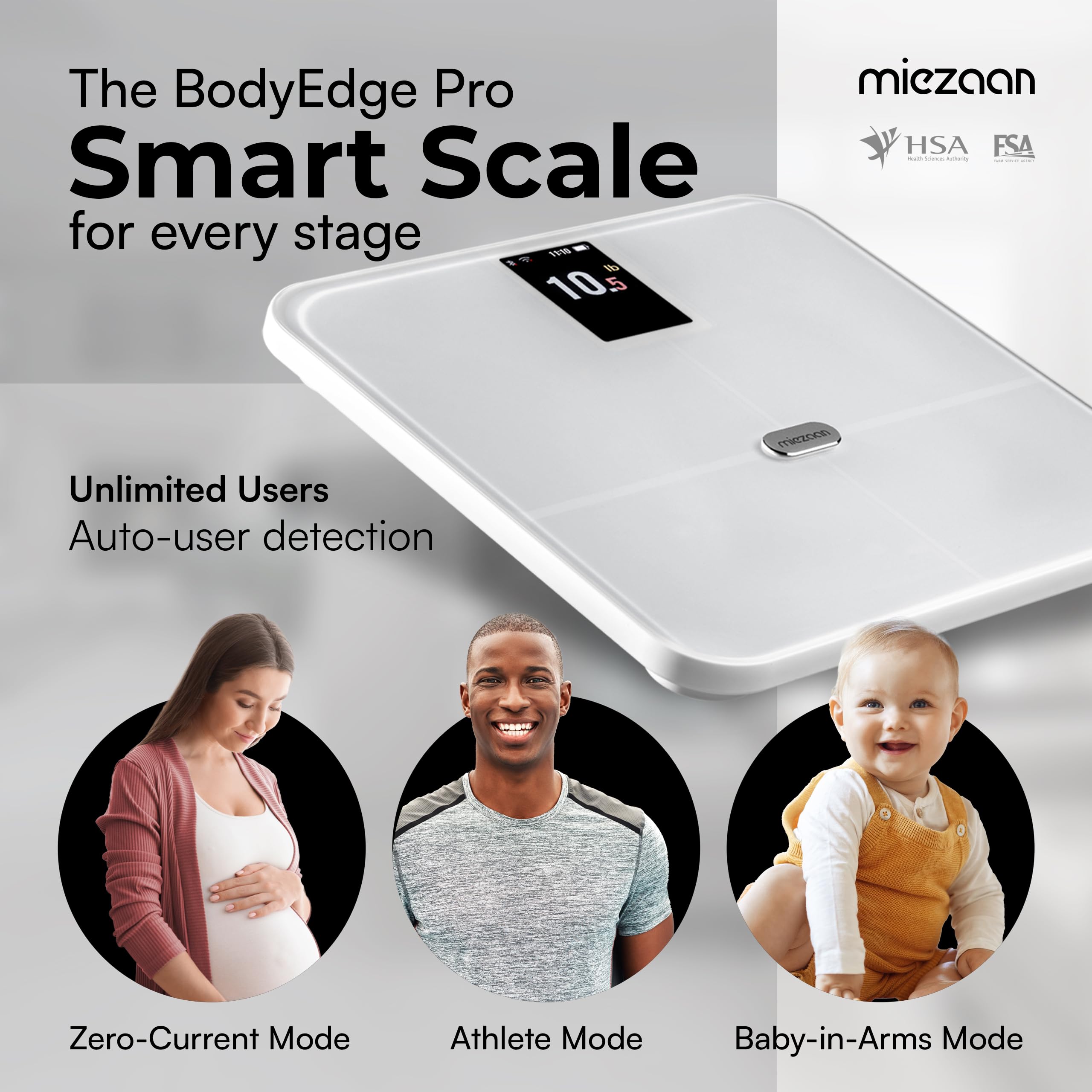 BodyEdge Pro Smart Scale - 4 Electrode Digital Bathroom Scale with BMI, Body Fat & Muscle Mass - 24 Health Metrics - Bluetooth Sync for Fitness Tracking - FSA/HSA Eligible - Perfect for Home Gym, Weight Loss & Health Monitoring
