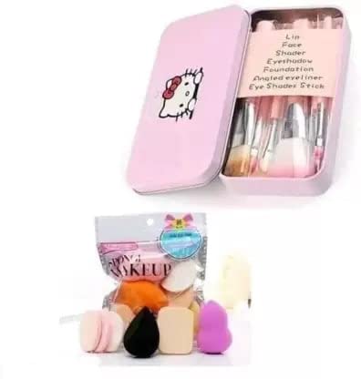Premium 7-Piece Pink Makeup Brush Set with 6-in-1 Beauty Blender Sponge - Soft Bristles for Women & Girls (13-Piece Kit) - Perfect for Foundation, Contouring & Everyday Makeup Application