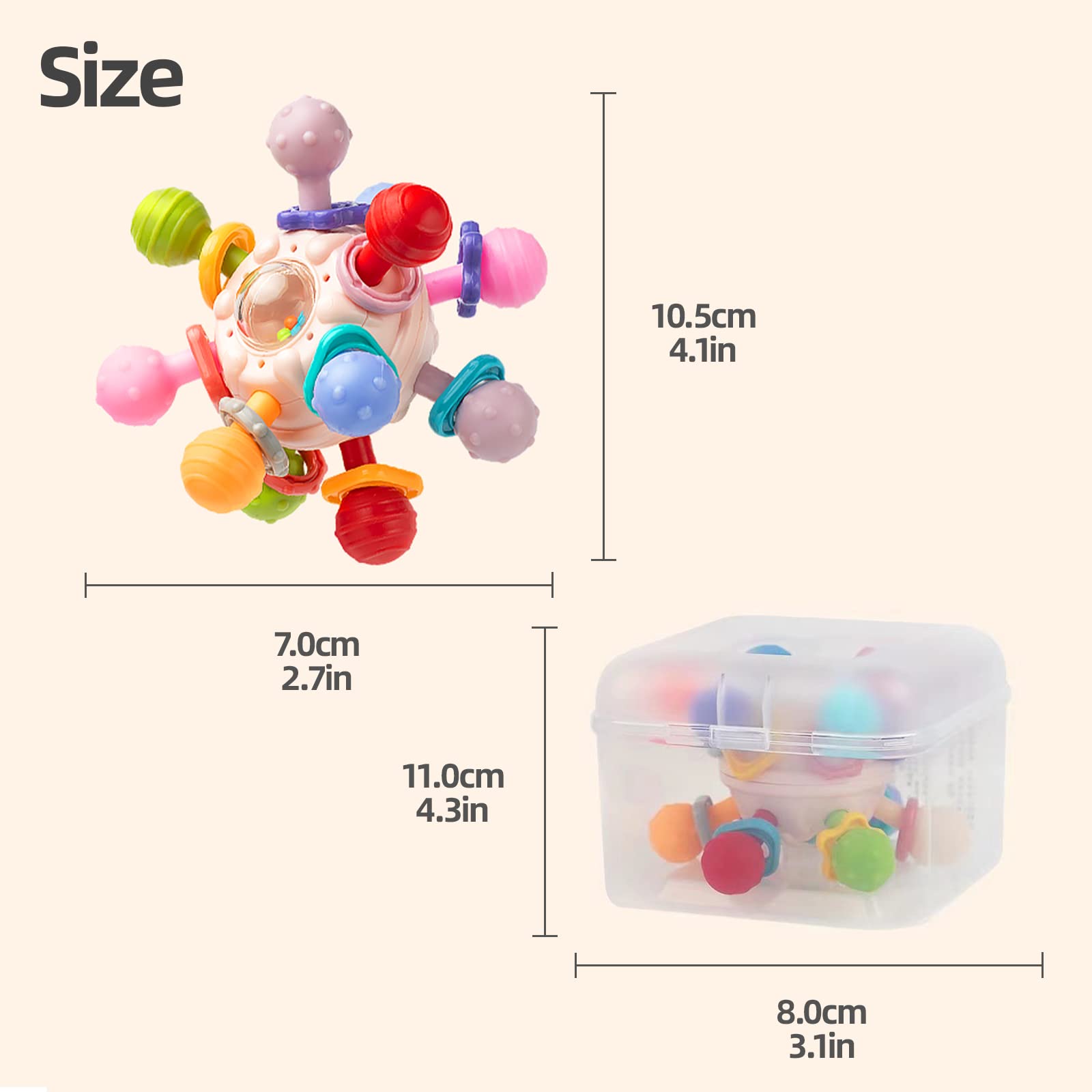 Organic Baby Teething Toys for 0-12 Months - BPA-Free Sensory Chew Ball Rattle & Grasping Activity Teether for Boys & Girls | Perfect Infant Gift for Soothing Gums & Developmental Play (White)