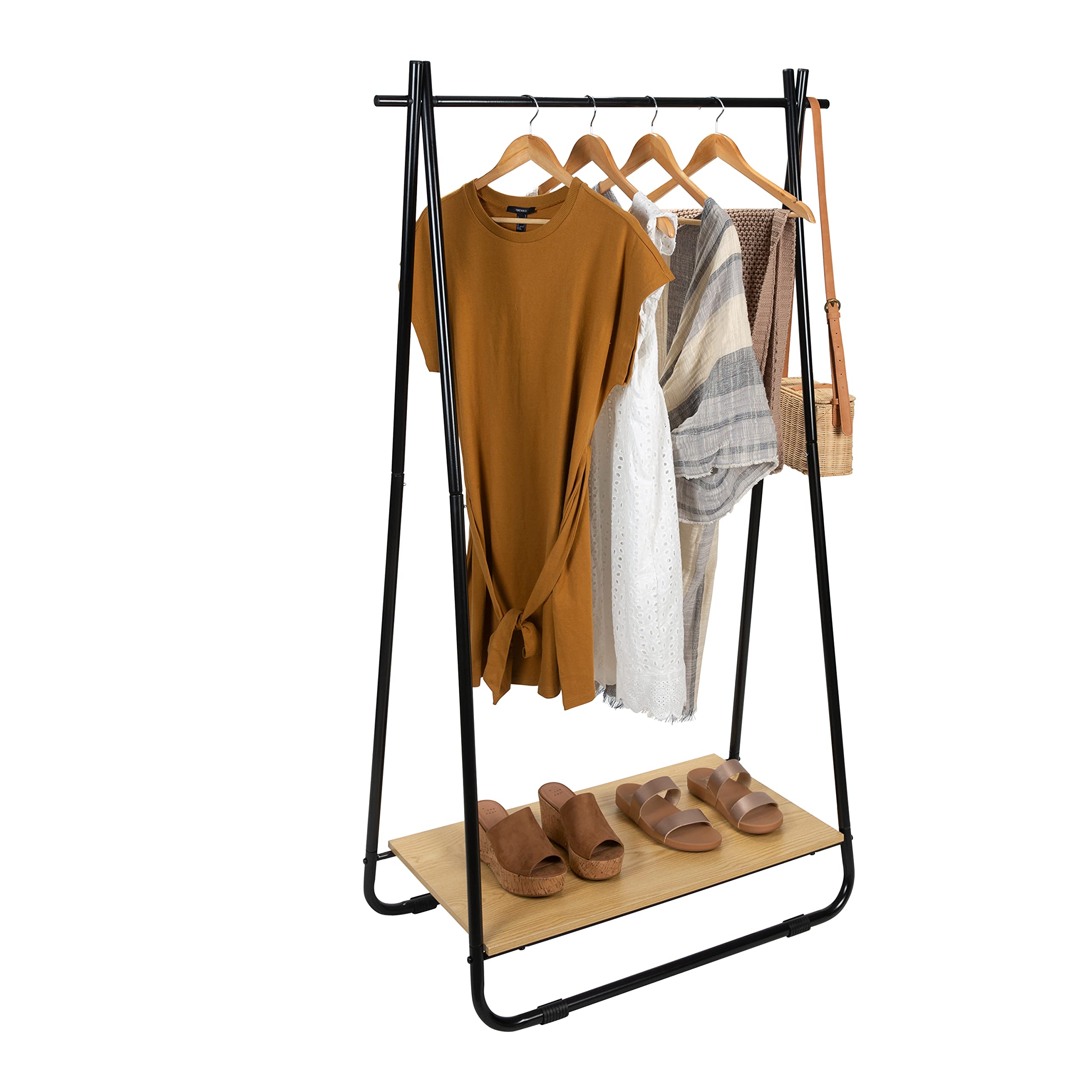 Space Saving Freestanding Garment Rack with Shelf - 35.63