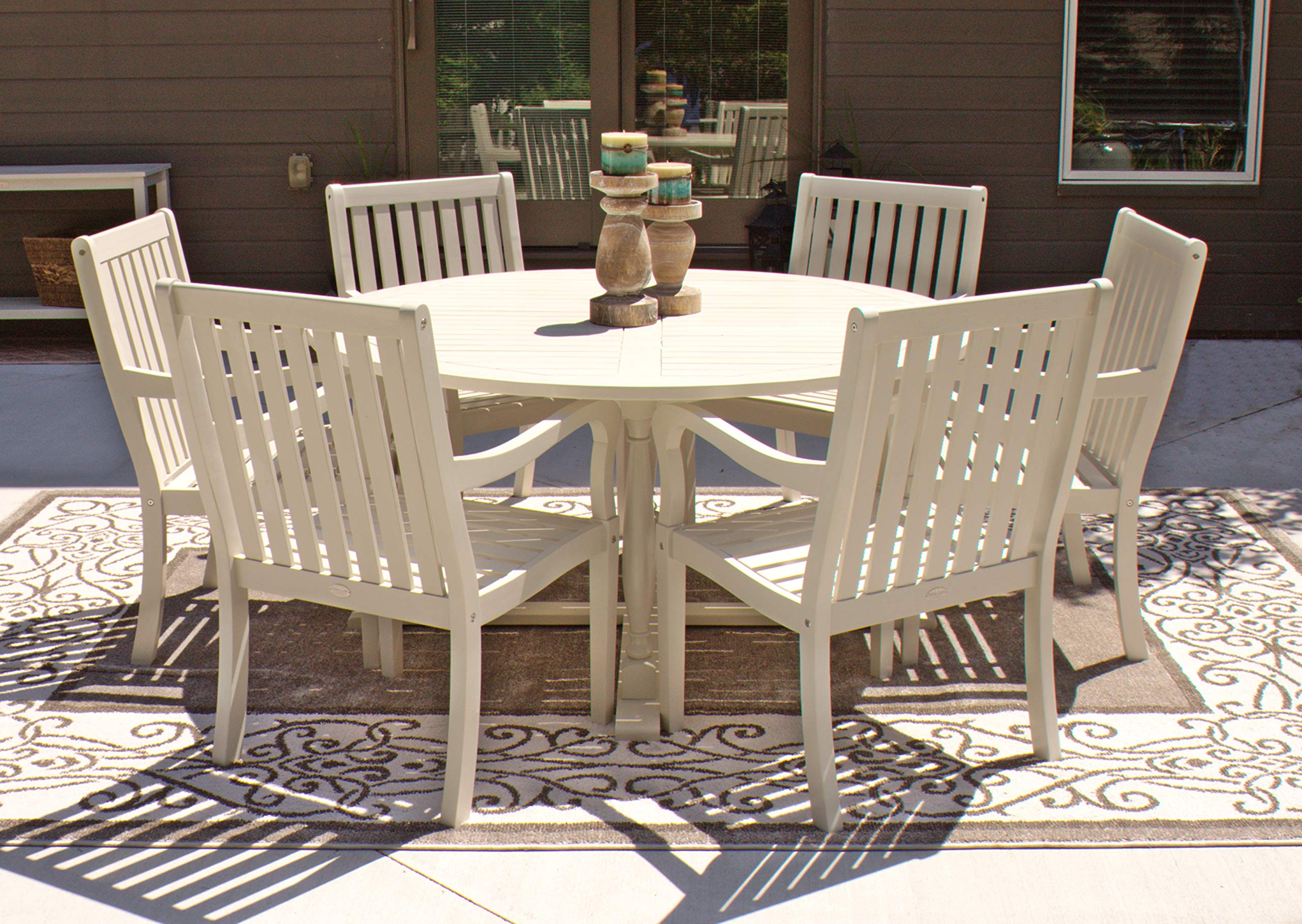 Pebble Lane Living Acadia Round Dining Table - Acacia Wood Whitewash/Gray Finish - 36 Inch Round Kitchen Table for Dining Room, Breakfast Nook & Small Spaces