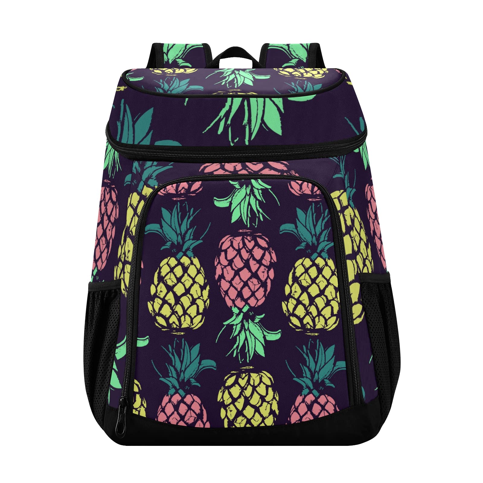 Pineapple Insulated Cooler Backpack - Leak Proof & Waterproof Beach Bag for 30 Cans - Lightweight Soft Lunch Cooler for Picnic, Hiking, Camping - Perfect for Outdoor Activities & Travel (Men & Women)