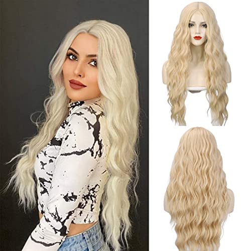 Long Straight Ombre Brown Wig with Middle Part - Natural Looking Synthetic Hair for Daily Wear & Cosplay