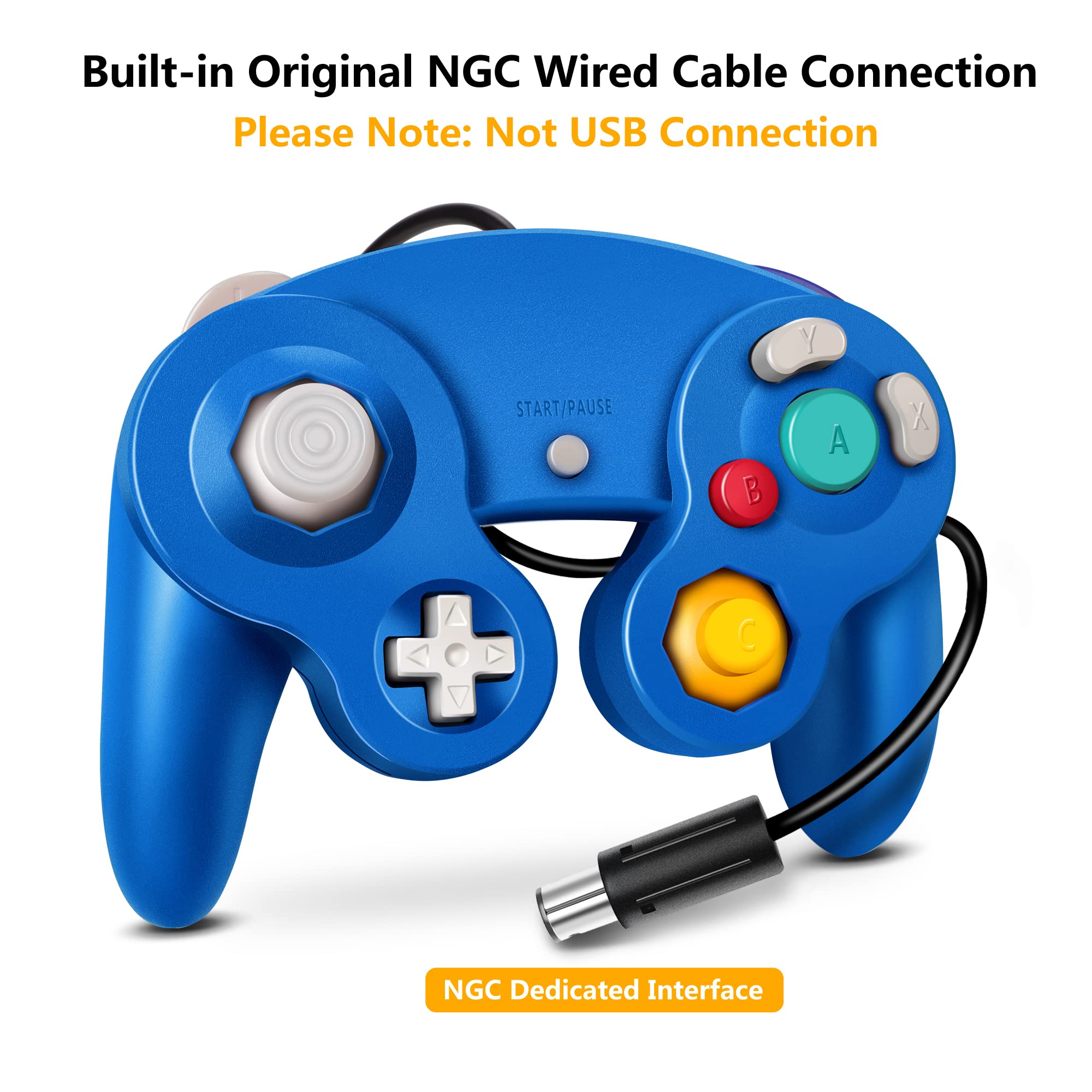 **FIOTOK Gamecube Controller 2-Pack - Classic Wired for Wii & Nintendo (Blue & Red) - Perfect for Multiplayer Gaming**