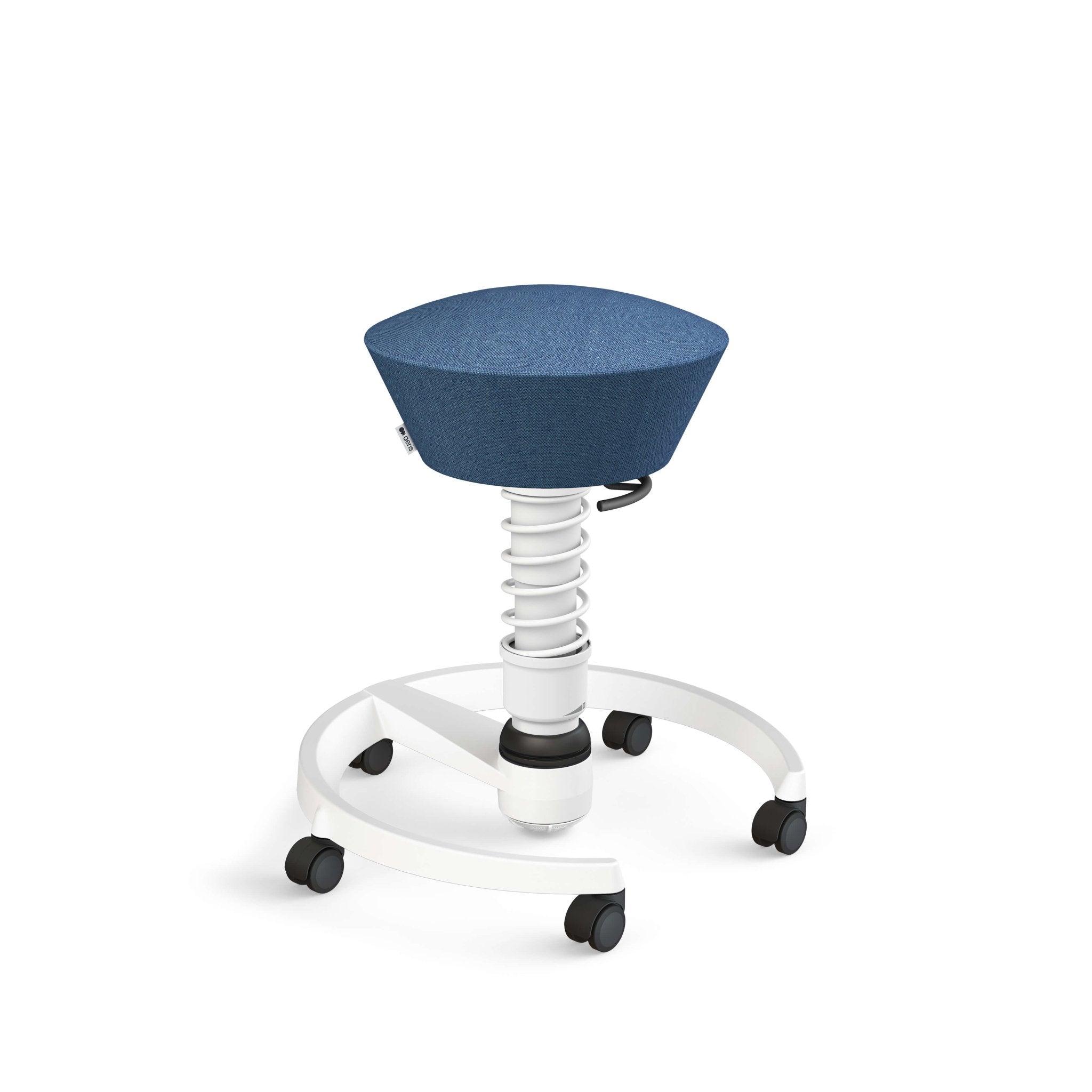 Aeris Swopper Active Sitting Stool with White Castor Wheels - Ergonomic Office Chair Alternative for Home & Workplace - Perfect for Standing Desks, Workstations and Posture Correction