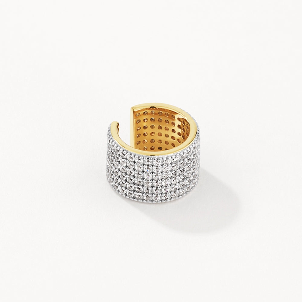 14K Gold White Zircon Pave Chunky Ear Cuff - Elegant Cartilage Earring for Women, Perfect for Parties, Weddings & Everyday Wear