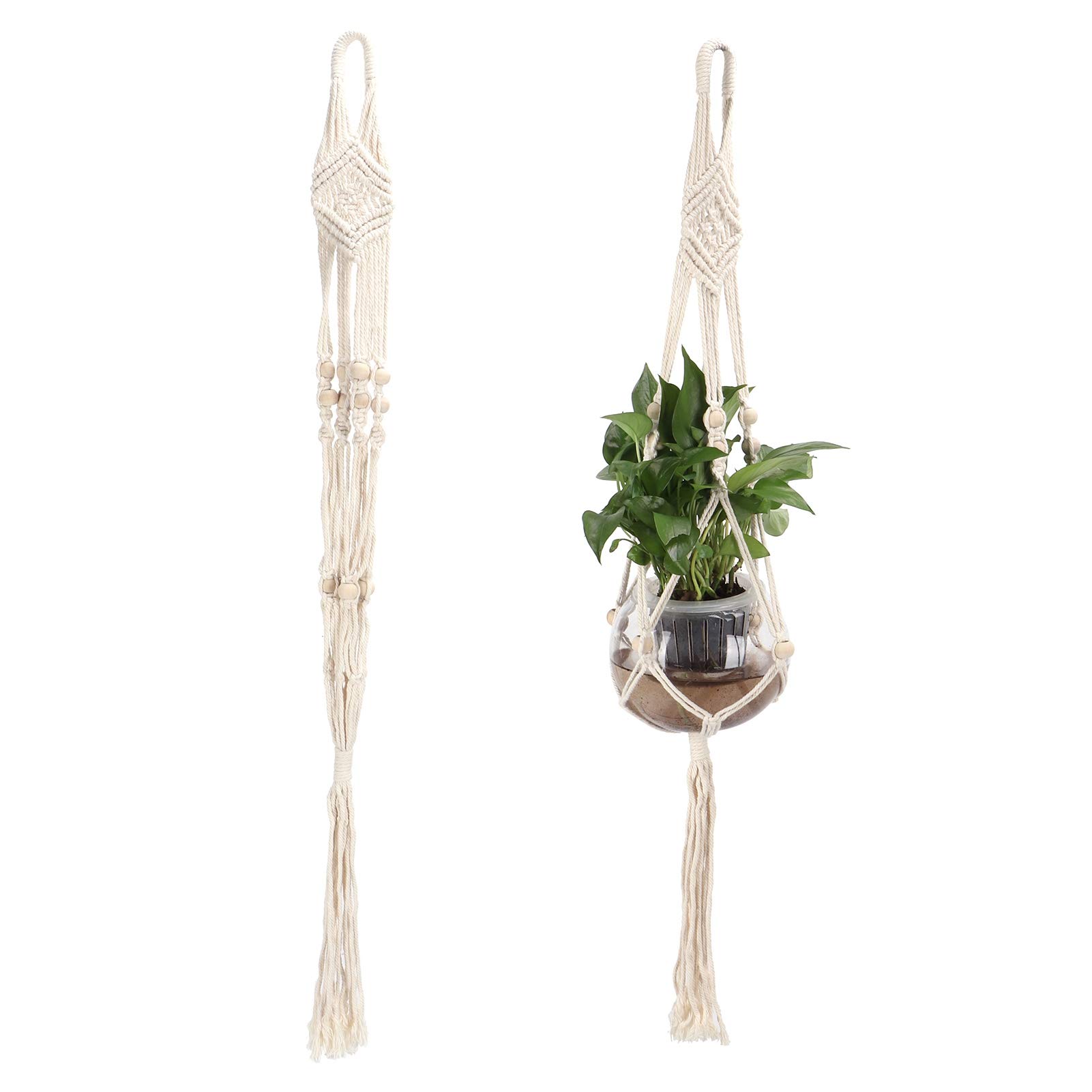 Stylish Cotton Rhombus Hanging Basket - Durable Rope Flower Pot Holder for Indoor Plants | Easy Installation for Home & Office Decor | Perfect for Living Room, Balcony, and Workspace