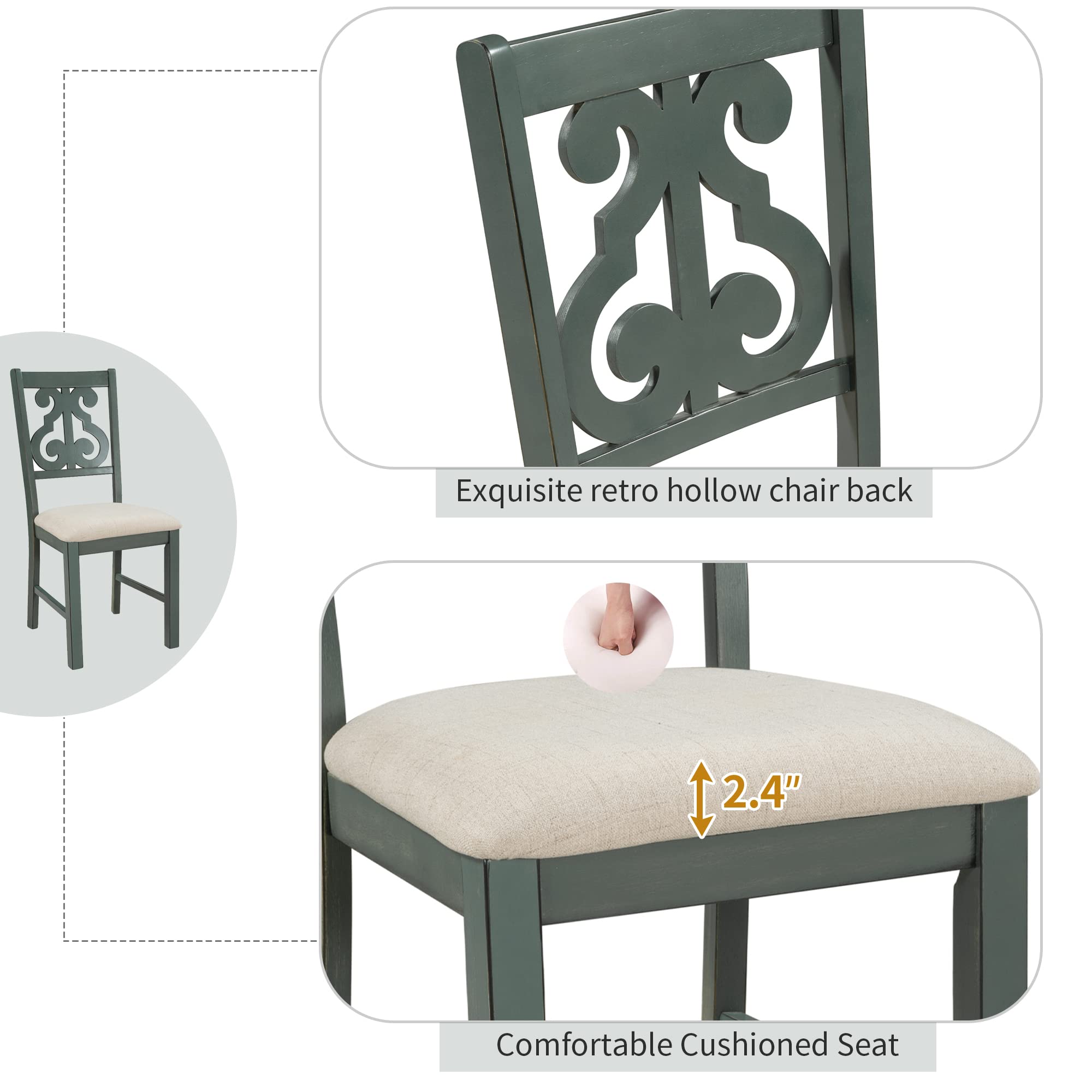 Harper & Bright Designs 5-Piece Round Wooden Dining Table Set with Storage Shelf - Perfect for Family Meals, Small Spaces & Kitchen Breakfast Nook