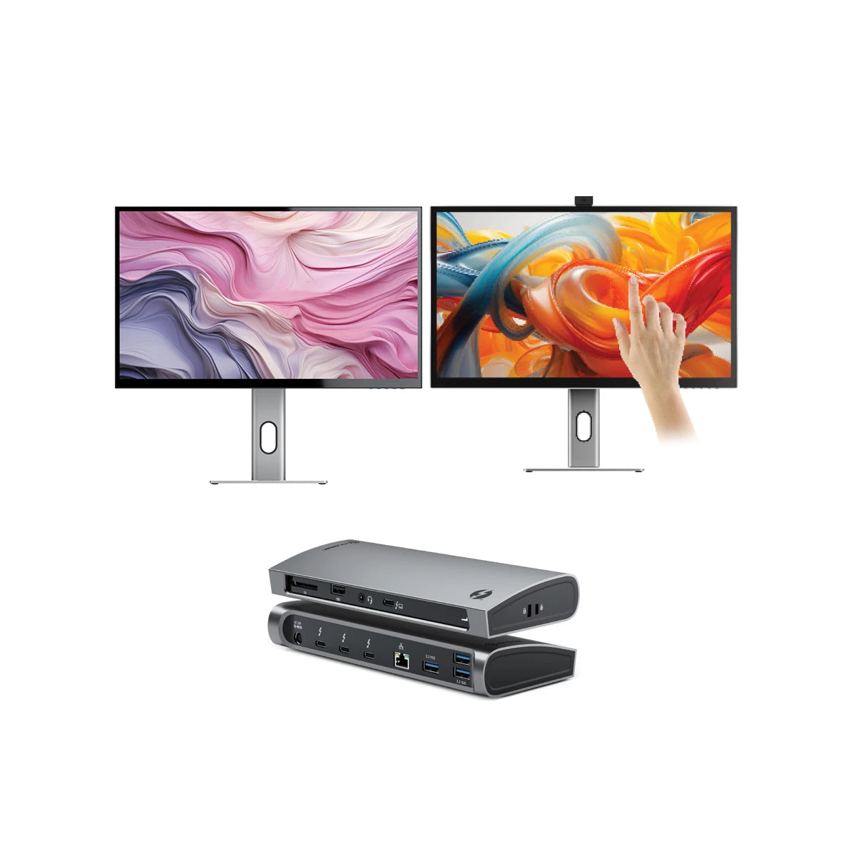 CLARITY 27 UHD 4K Monitor & Clarity Pro Touch 27 UHD 4K Touchscreen Monitor with 65W PD Charging, Built-in Webcam & Thunderbolt 4 BLAZE Docking Station - Perfect for Home Office, Graphic Design & Video Editing