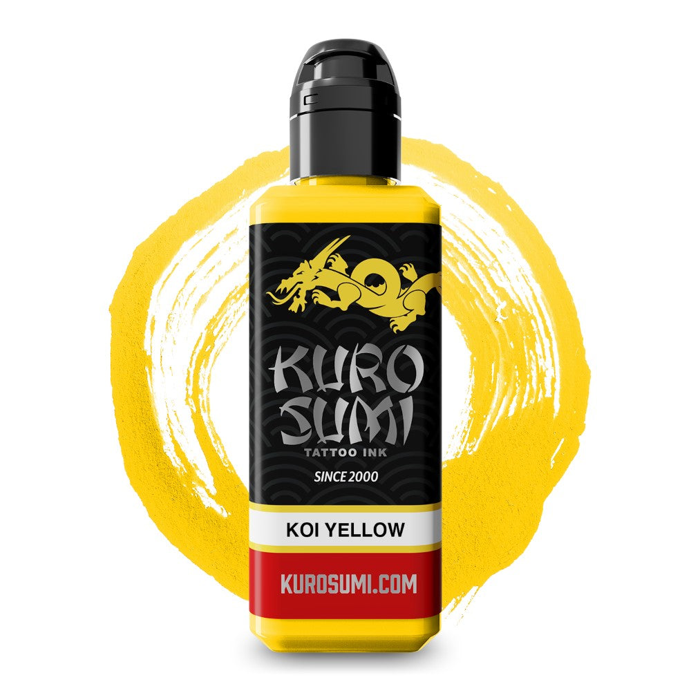 Kuro Sumi Koi Yellow Tattoo Ink - Professional Japanese Style Tattoo Pigment for Artists - Vibrant Long-Lasting Color for Sleeves, Traditional & Watercolor Tattoos