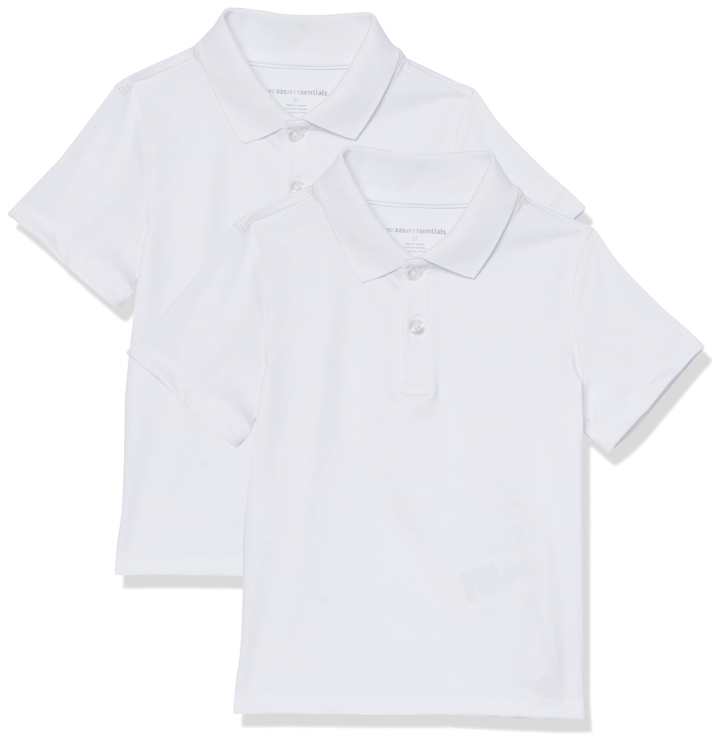 Amazon Essentials Boys & Toddlers' Active Performance Polo Shirts - 2-Pack, Quick-Dry & Breathable for Sports & Play - Perfect for School, Outdoor Activities & Casual Wear