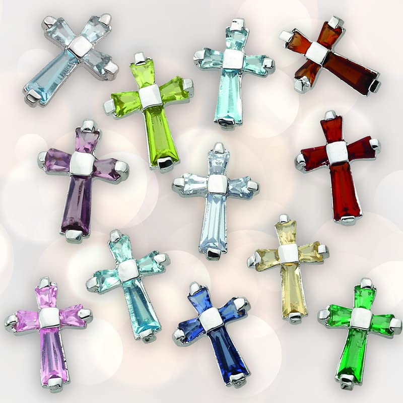 True Faith Jewelry Sterling Silver April Birthstone Crystal Cross Earrings - 3/8 Inch Dainty Studs for Women, Perfect Gift for Easter, Baptism & Mother's Day