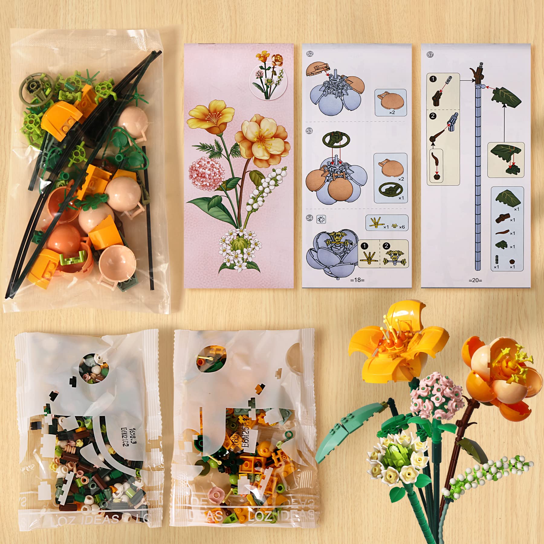 Mini Bricks Flower Bouquet Building Kit - 456PCS Artificial Botanical Collection for DIY Home Decor, Unique Gift for Girls Ages 8-12 | Perfect for Birthday Presents, Room Decoration & Creative Play (Not Lego Compatible)