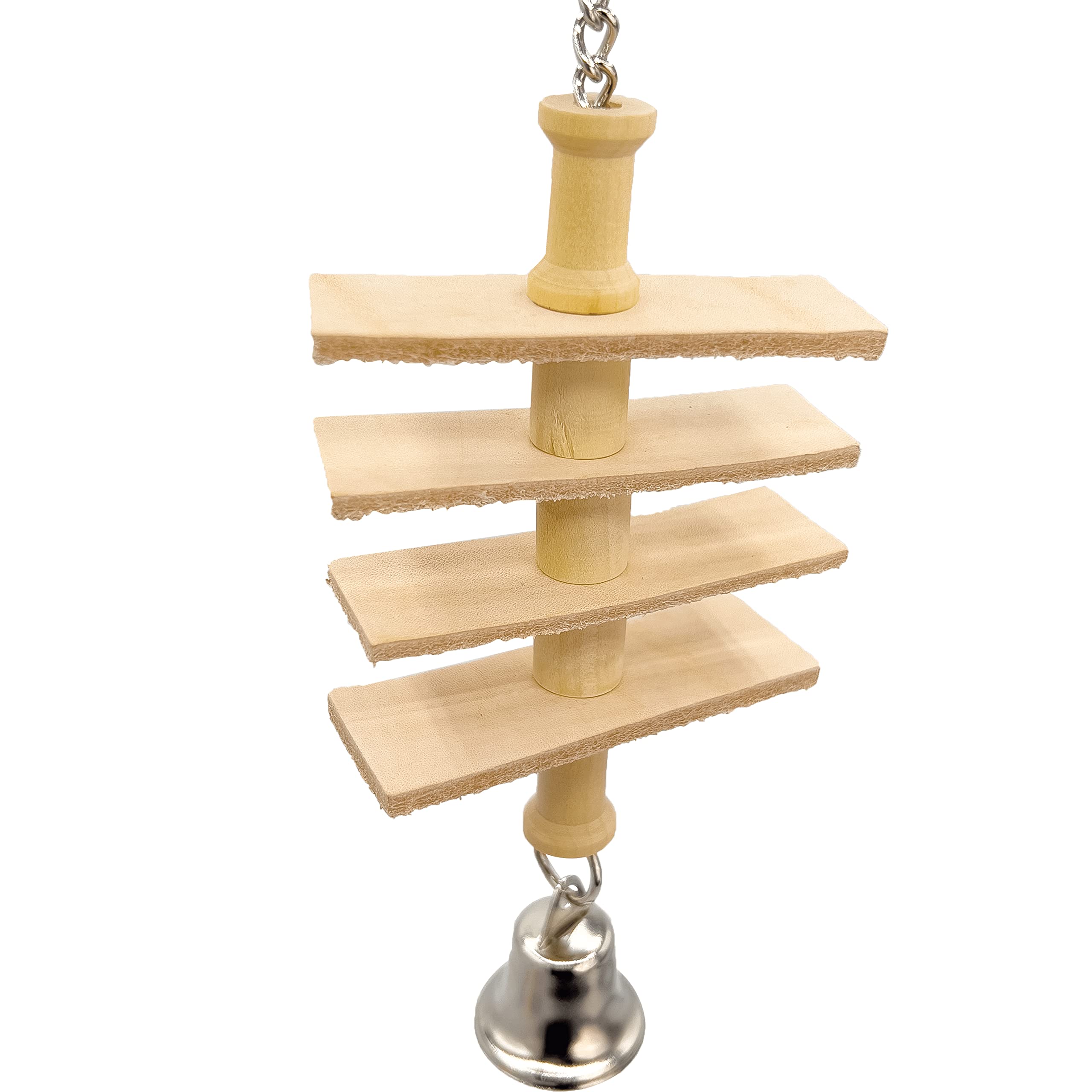Handmade USA Leather Propeller Toy for Budgies & Parrots - Safe Chewing for Small Birds