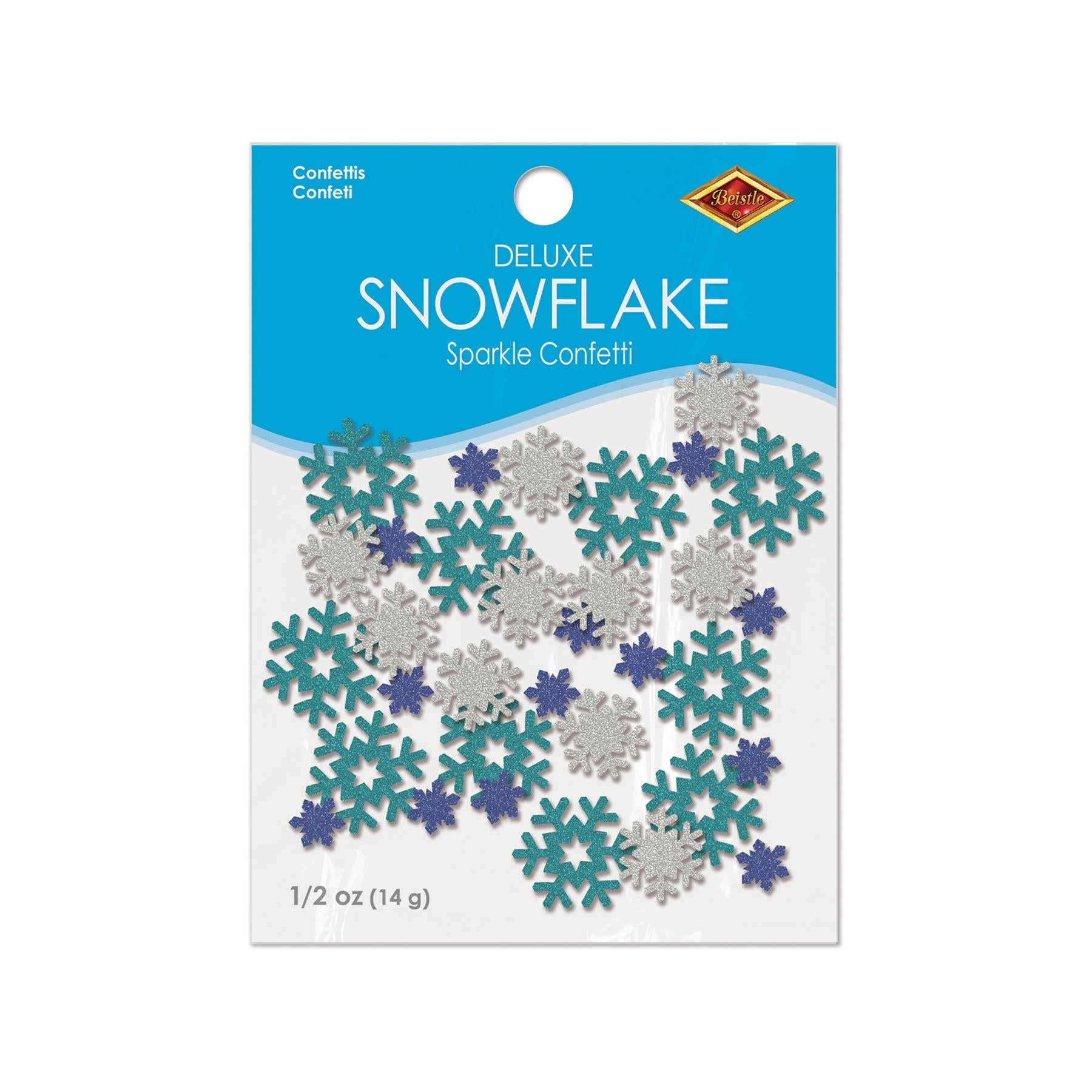 12 Pack Beistle Christmas Snowflake Deluxe Sparkle Confetti (0.5 Oz/Pkg) - Premium Holiday Party Decorations for Christmas Tree, Home, Office & Festive Celebrations