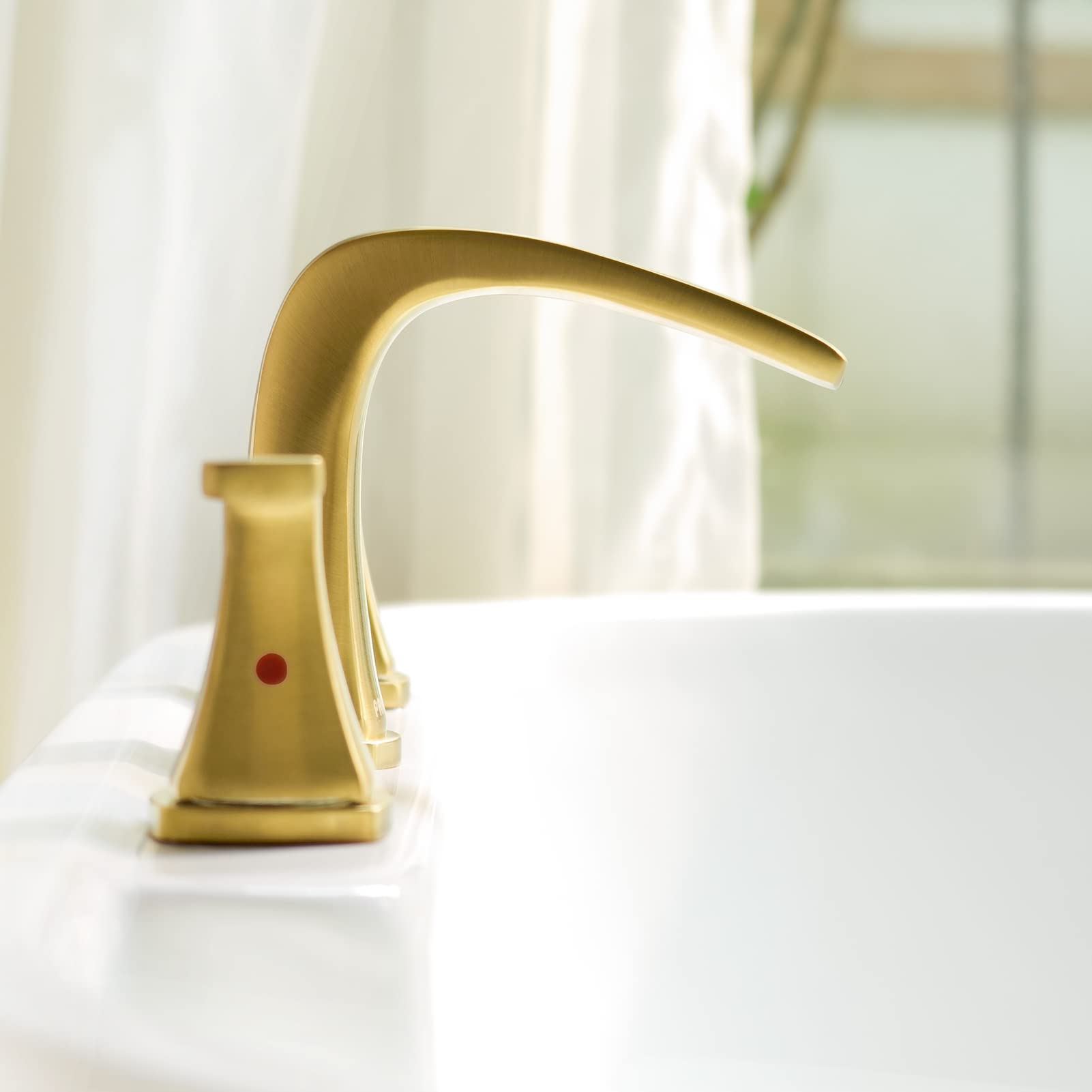 PARLOS 2-Handle Widespread Waterfall Roman Bathtub Faucet with Valve - Brushed Gold Finish (Model 1434208) - Perfect for Luxury Bathroom Renovations & Spa-Style Bathtubs
