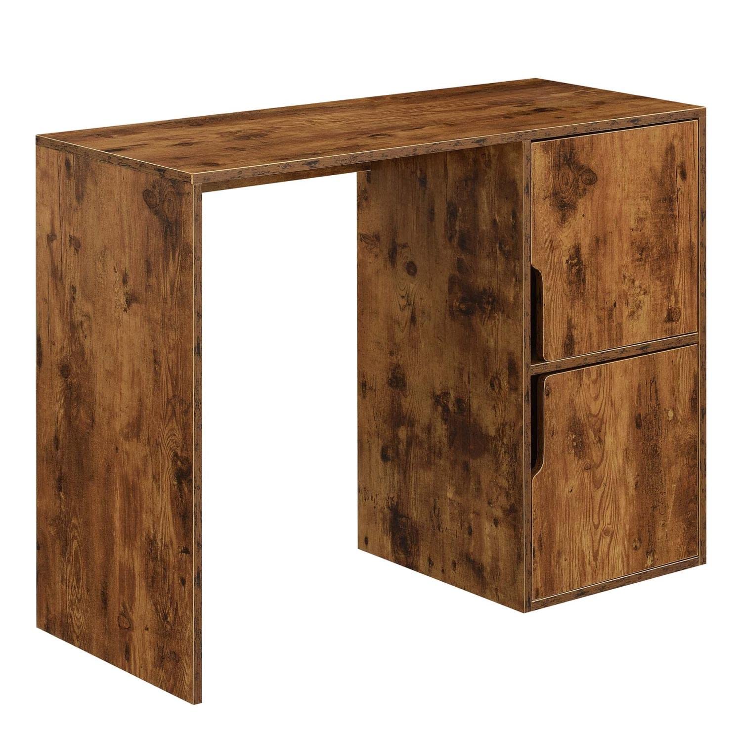 Convenience Concepts Designs2Go Student Desk with Storage Cabinets - Barnwood Finish Study Desk for Home Office, Dorm Room & Small Spaces - Perfect for Remote Learning & Work from Home