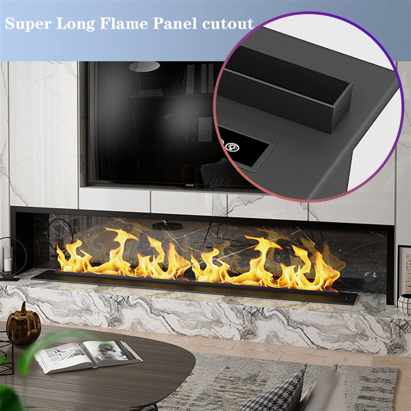 Recessed Electric Fireplace Heater - 40 Inch Slim Modern Black Stove with Realistic LED Flame Effect for Home & Office Decor | Wall Mounted Space Saving Design | Perfect for Living Room, Bedroom, or Office Warming
