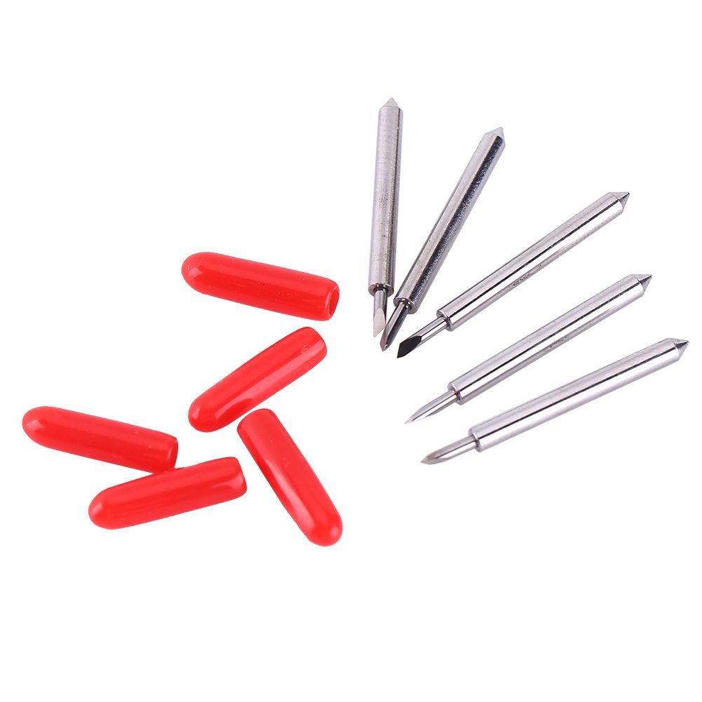 GOTOTOP 15pcs Tungsten Steel Plotter Cutter Blades - 30, 45, 60 Degree Cutting Tools with Holder for Vinyl, Paper, Cardboard & Craft Projects