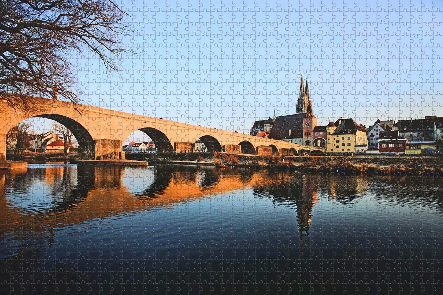 1000-Piece Jigsaw Puzzle for Adults - Germany Old Stone Bridge Regensburg Scenic Travel Souvenir | Perfect for Relaxation, Family Bonding & Home Decor