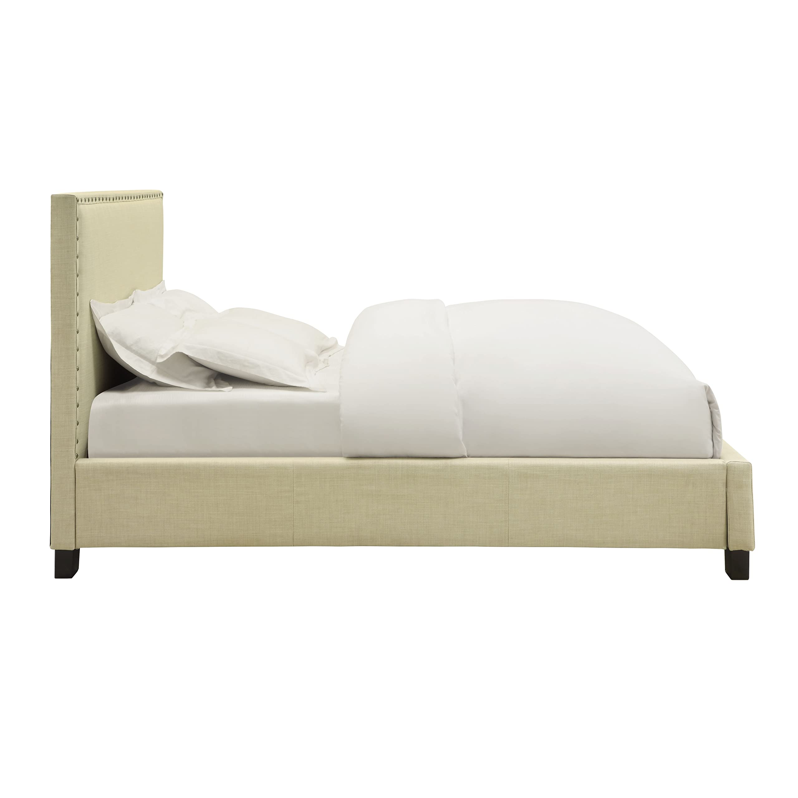 Modus Furniture Solid Wood Nailhead Platform King Bed Frame in Tumbleweed Finish | Rustic Bedroom Furniture for Master Suite & Guest Room