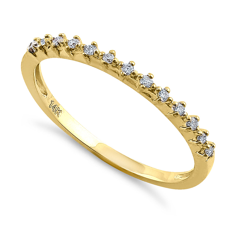 14K Yellow Gold Single Row 0.10 ct Diamond Ring for Women - Dainty Minimalist Wedding Band, Engagement Ring, Anniversary Gift - Perfect for Everyday Wear & Special Occasions