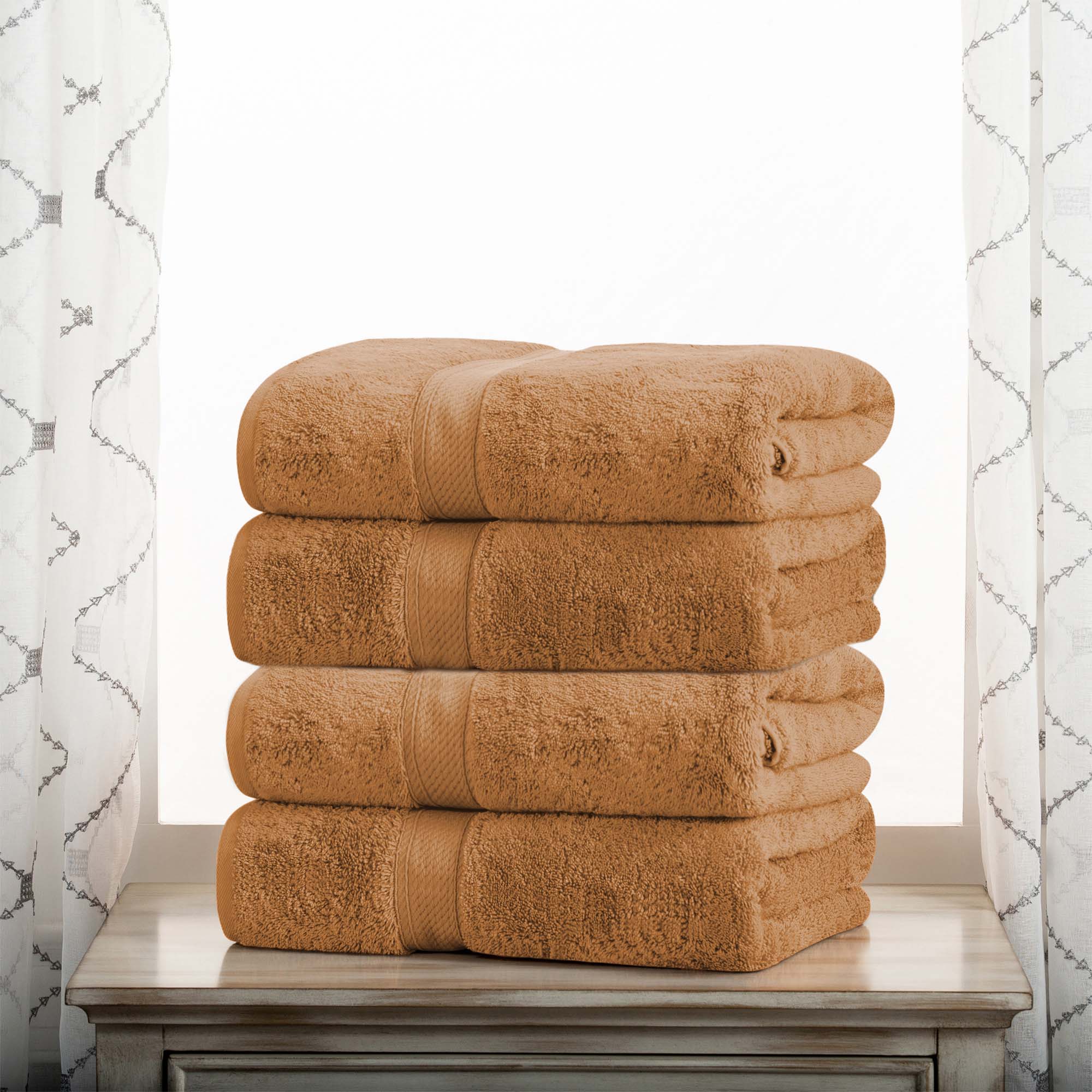 Premium 4-Piece Egyptian Cotton Bath Towel Set - Ultra Soft, Heavyweight & Plush Pile for Spa-Like Luxury at Home | Perfect for Bath, Beach & Guest Use